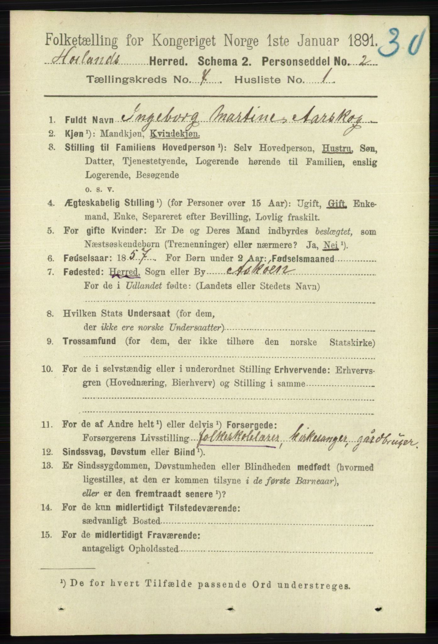 RA, 1891 census for 1123 Høyland, 1891, p. 2394