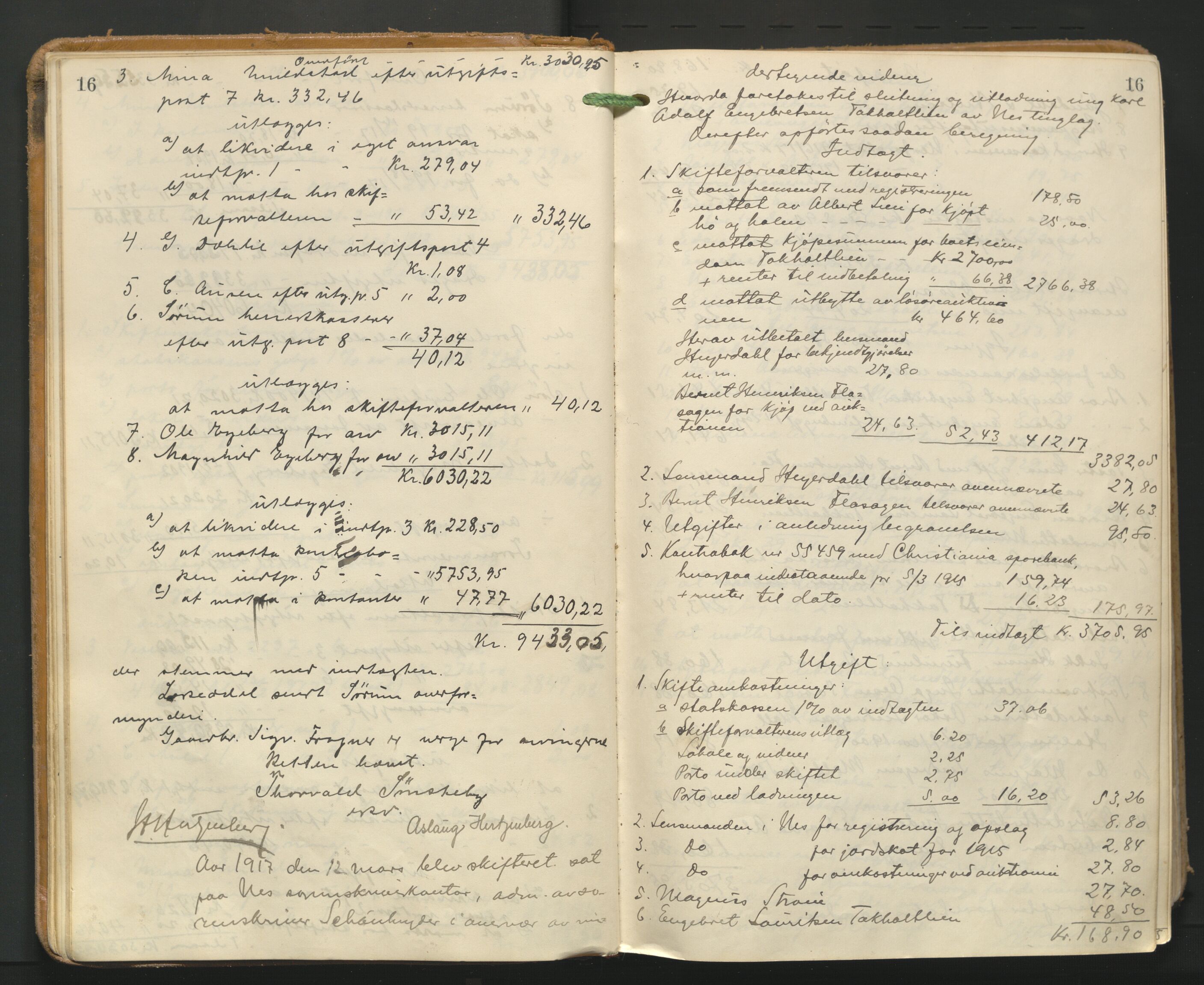 Nes tingrett, AV/SAO-A-10548/H/Hc/L0006: Utlodningsprotokoll, 1916-1943, p. 16