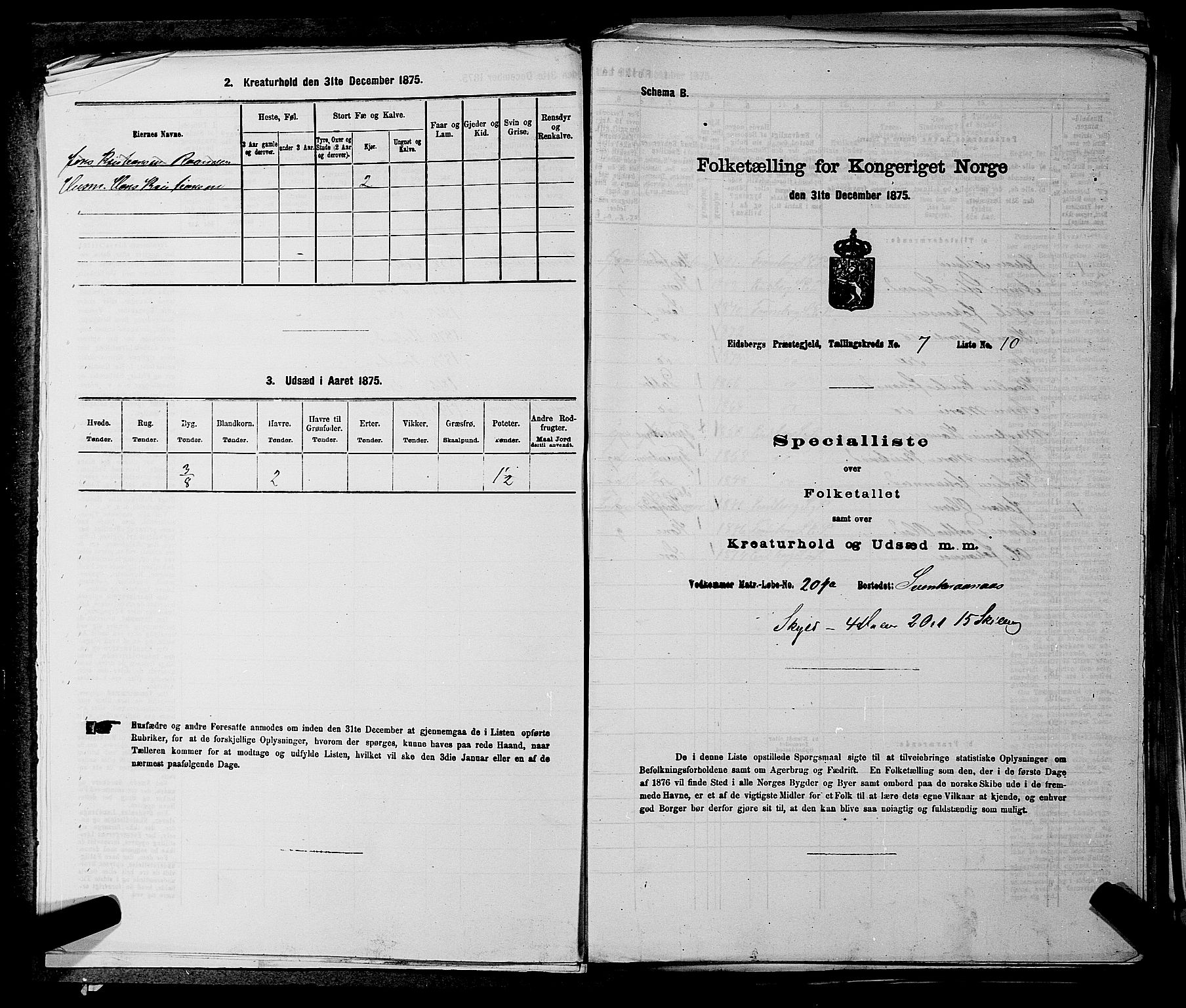 RA, 1875 census for 0125P Eidsberg, 1875, p. 1373