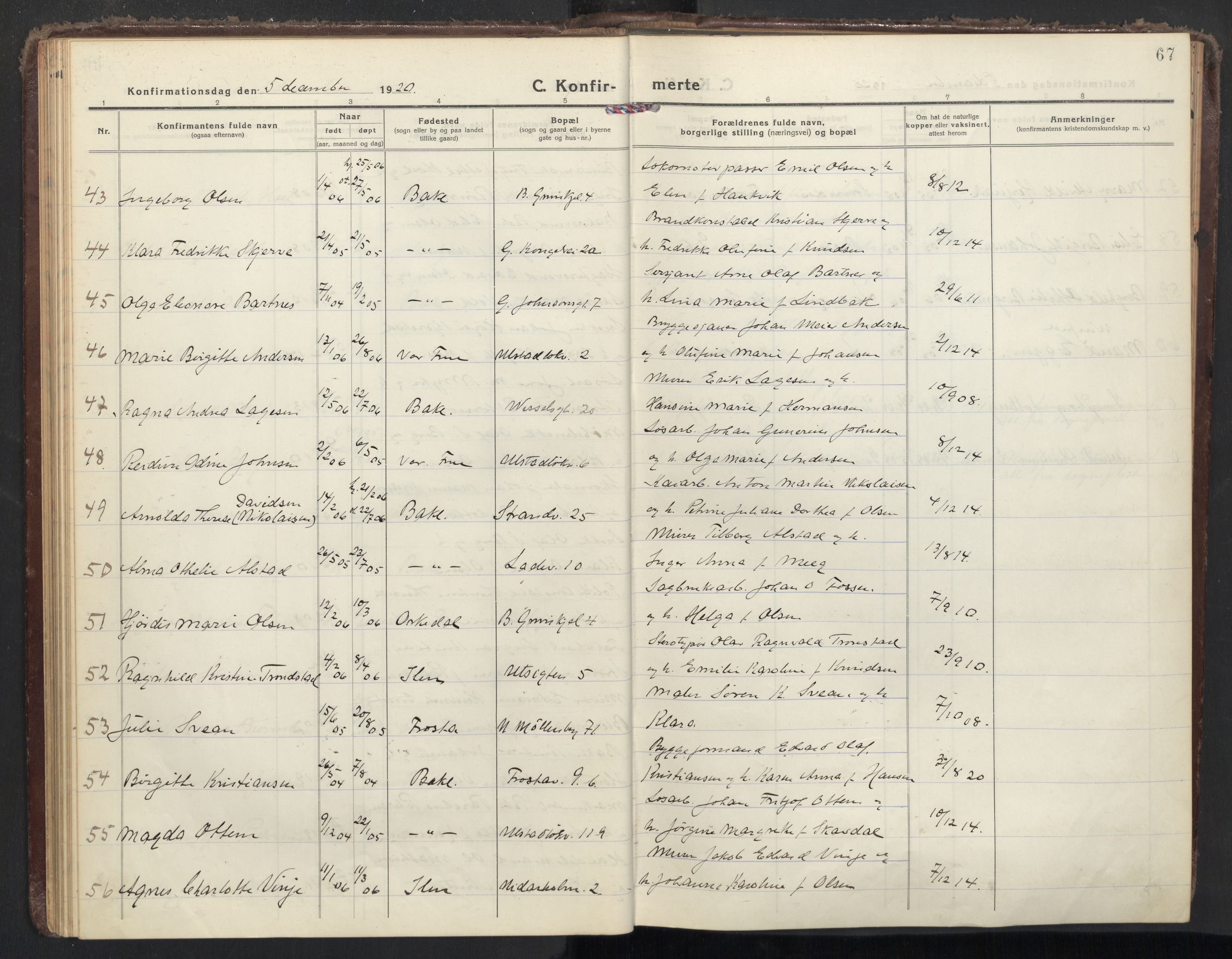 Ministerialprotokoller, klokkerbøker og fødselsregistre - Sør-Trøndelag, SAT/A-1456/605/L0247: Parish register (official) no. 605A09, 1918-1930, p. 67