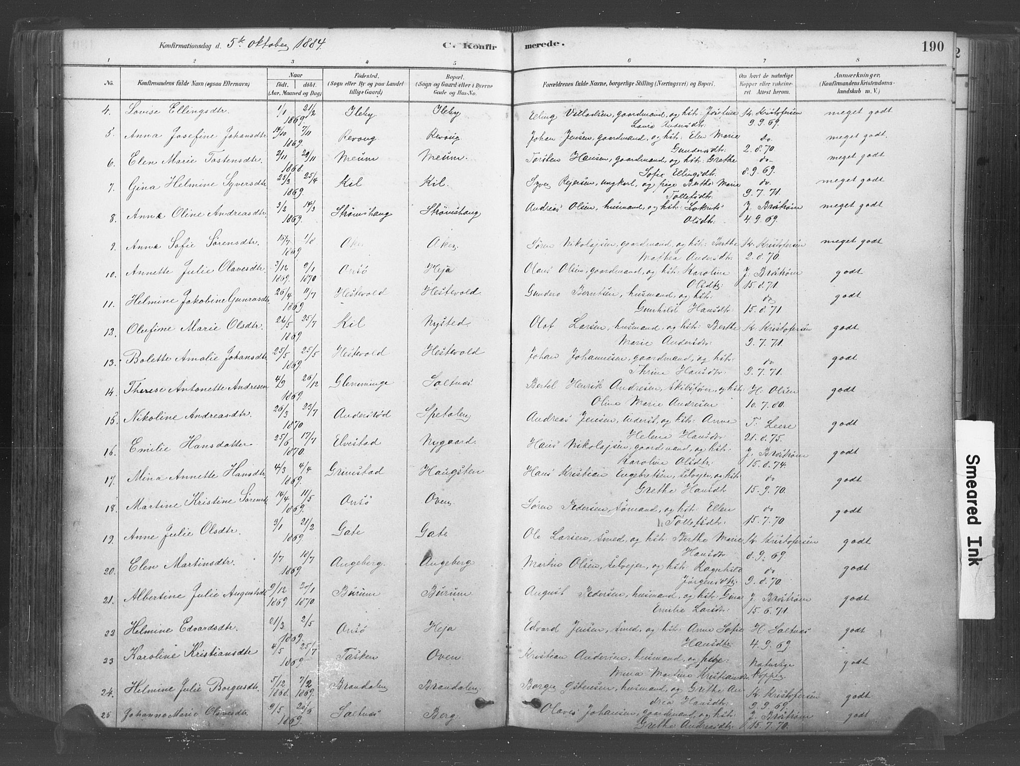 Råde prestekontor kirkebøker, AV/SAO-A-2009/F/Fa/L0007: Parish register (official) no. 7, 1878-1902, p. 190