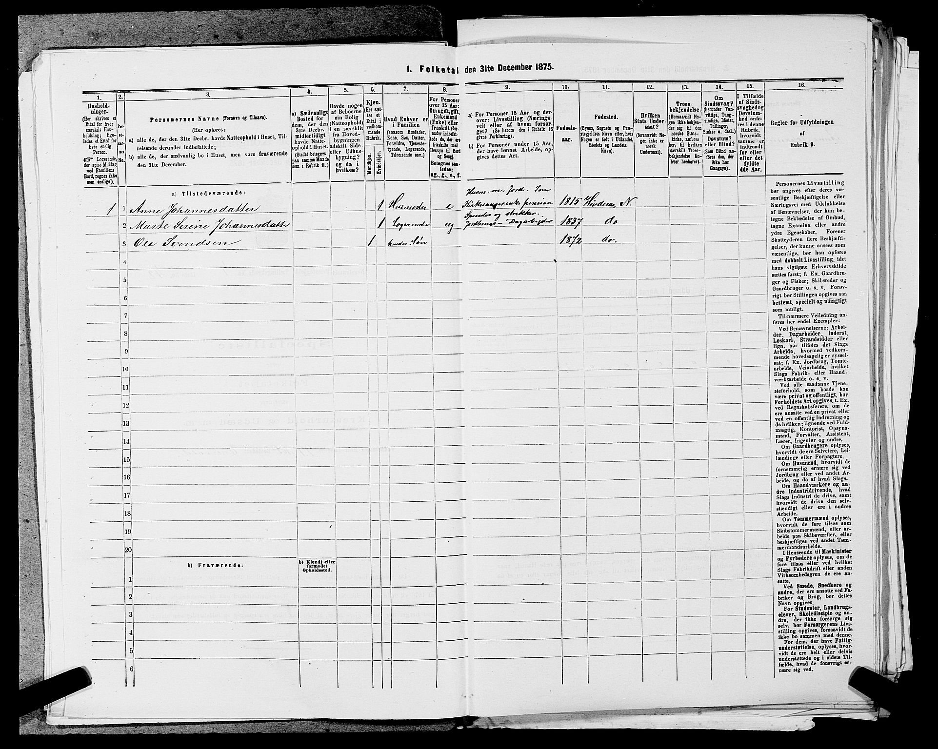 SAST, 1875 census for 1139P Nedstrand, 1875, p. 231