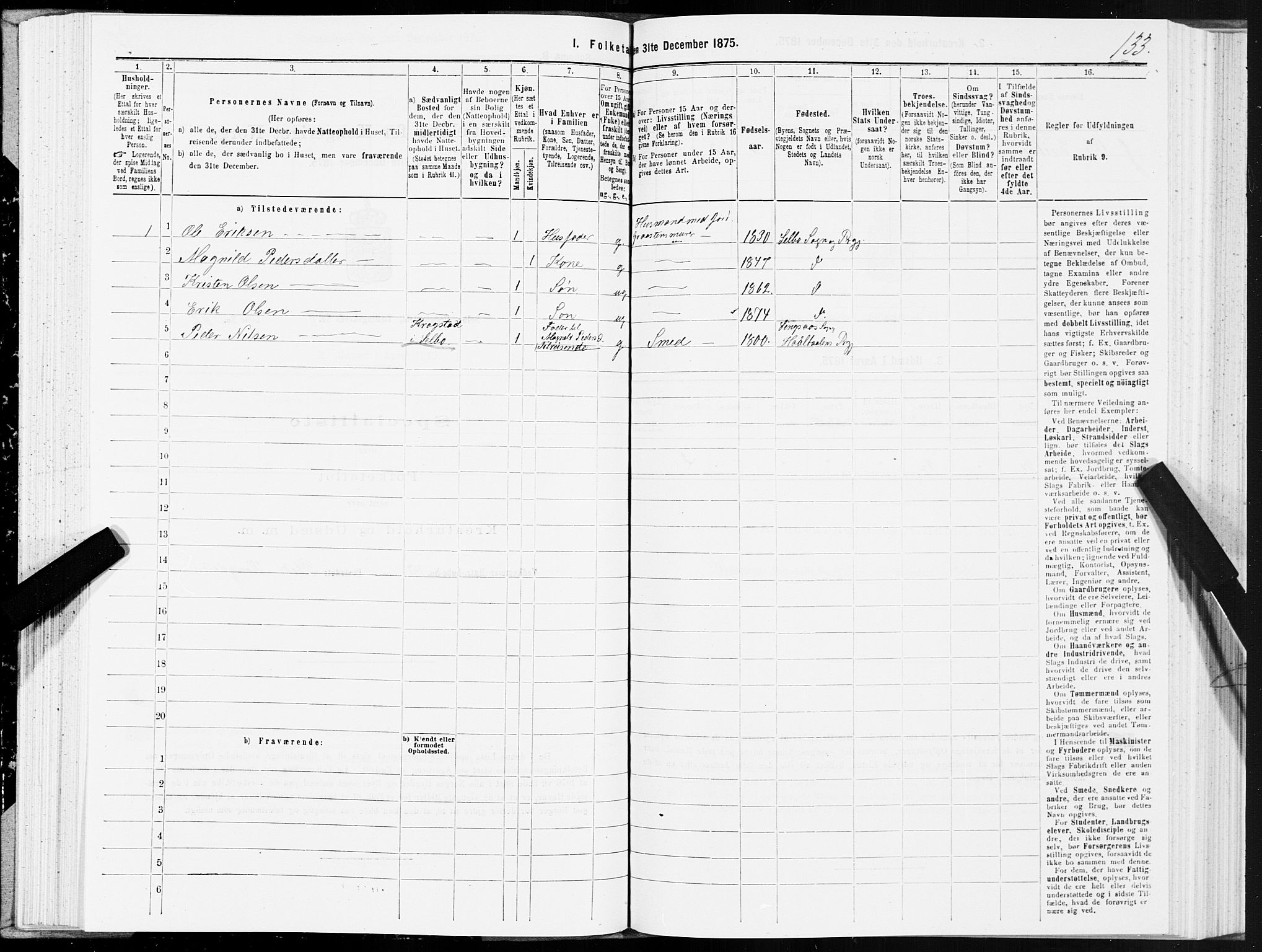 SAT, 1875 census for 1664P Selbu, 1875, p. 6133