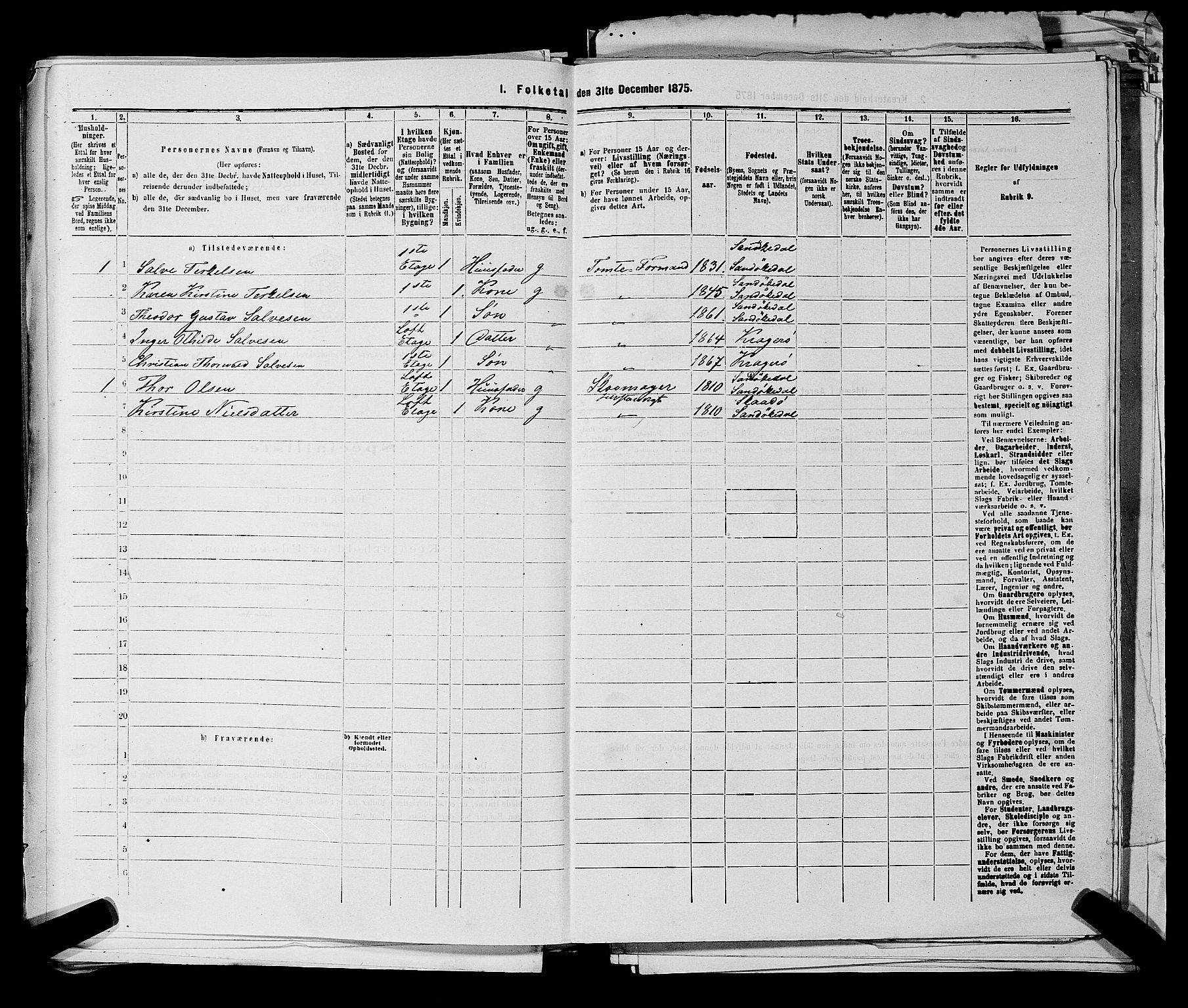 SAKO, 1875 census for 0801P Kragerø, 1875, p. 658