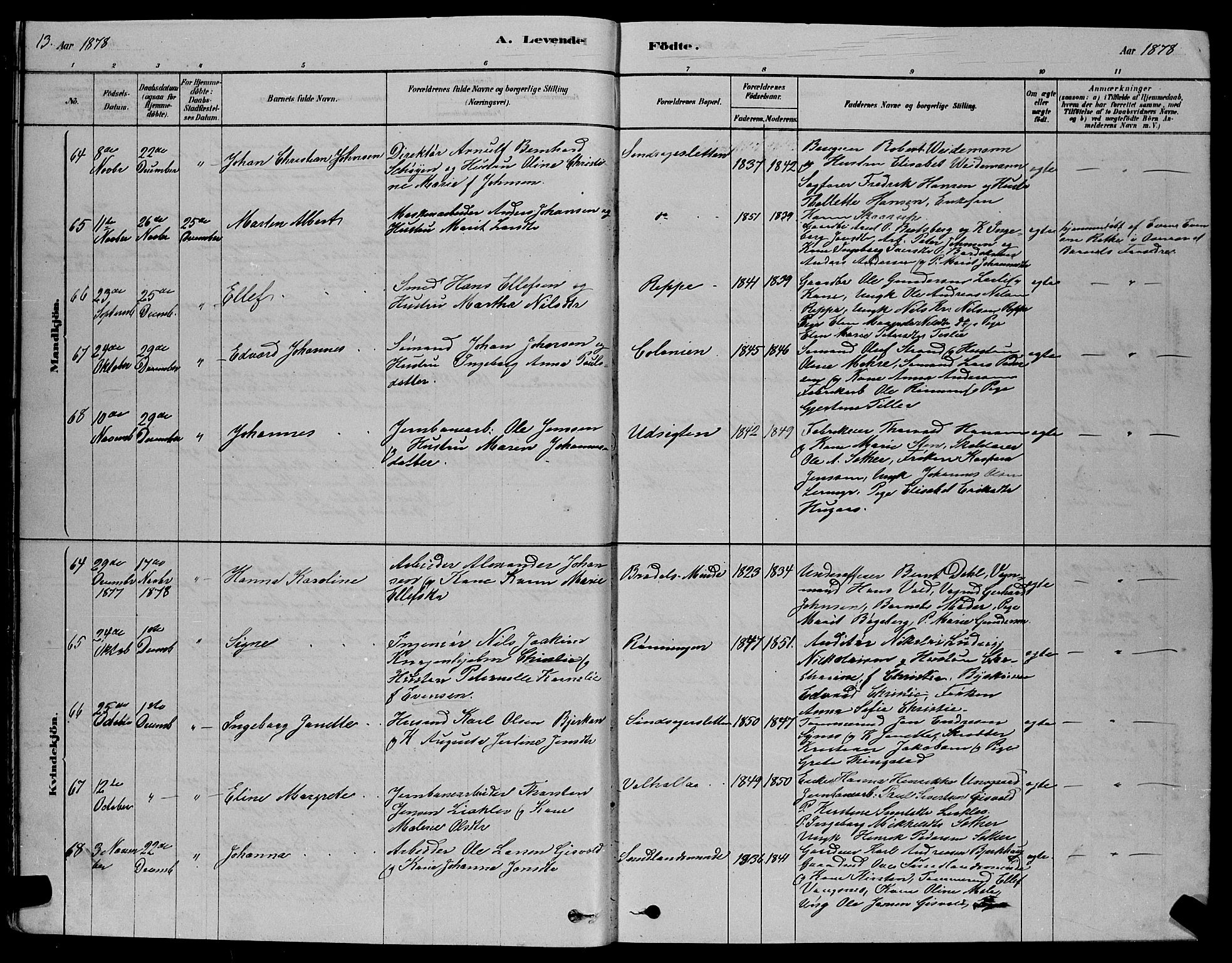 Ministerialprotokoller, klokkerbøker og fødselsregistre - Sør-Trøndelag, AV/SAT-A-1456/606/L0312: Parish register (copy) no. 606C08, 1878-1894, p. 13