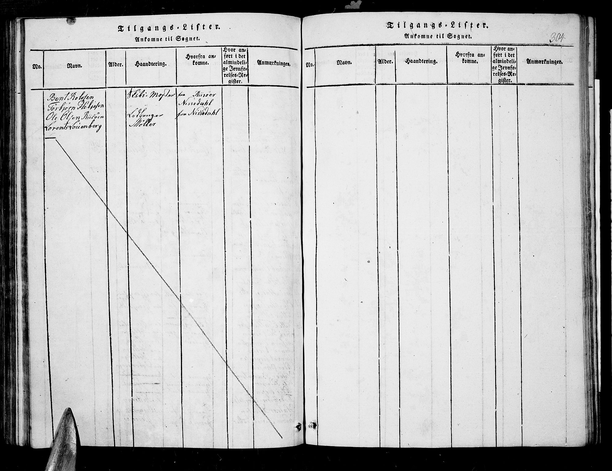 Søndeled sokneprestkontor, AV/SAK-1111-0038/F/Fb/L0002: Parish register (copy) no. B 2, 1816-1839, p. 304