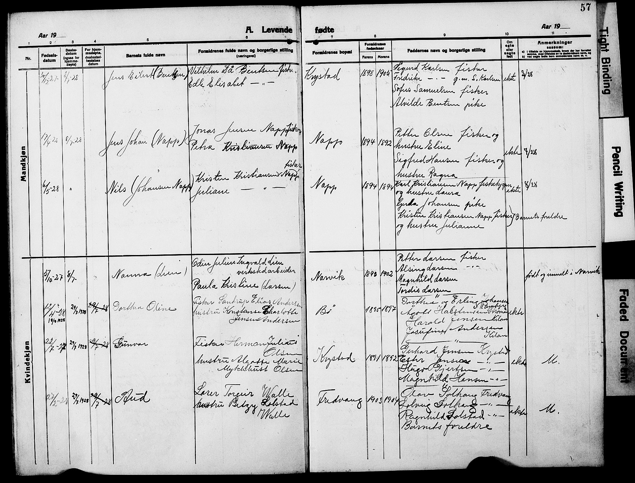 Ministerialprotokoller, klokkerbøker og fødselsregistre - Nordland, SAT/A-1459/885/L1215: Parish register (copy) no. 885C04, 1916-1929, p. 57