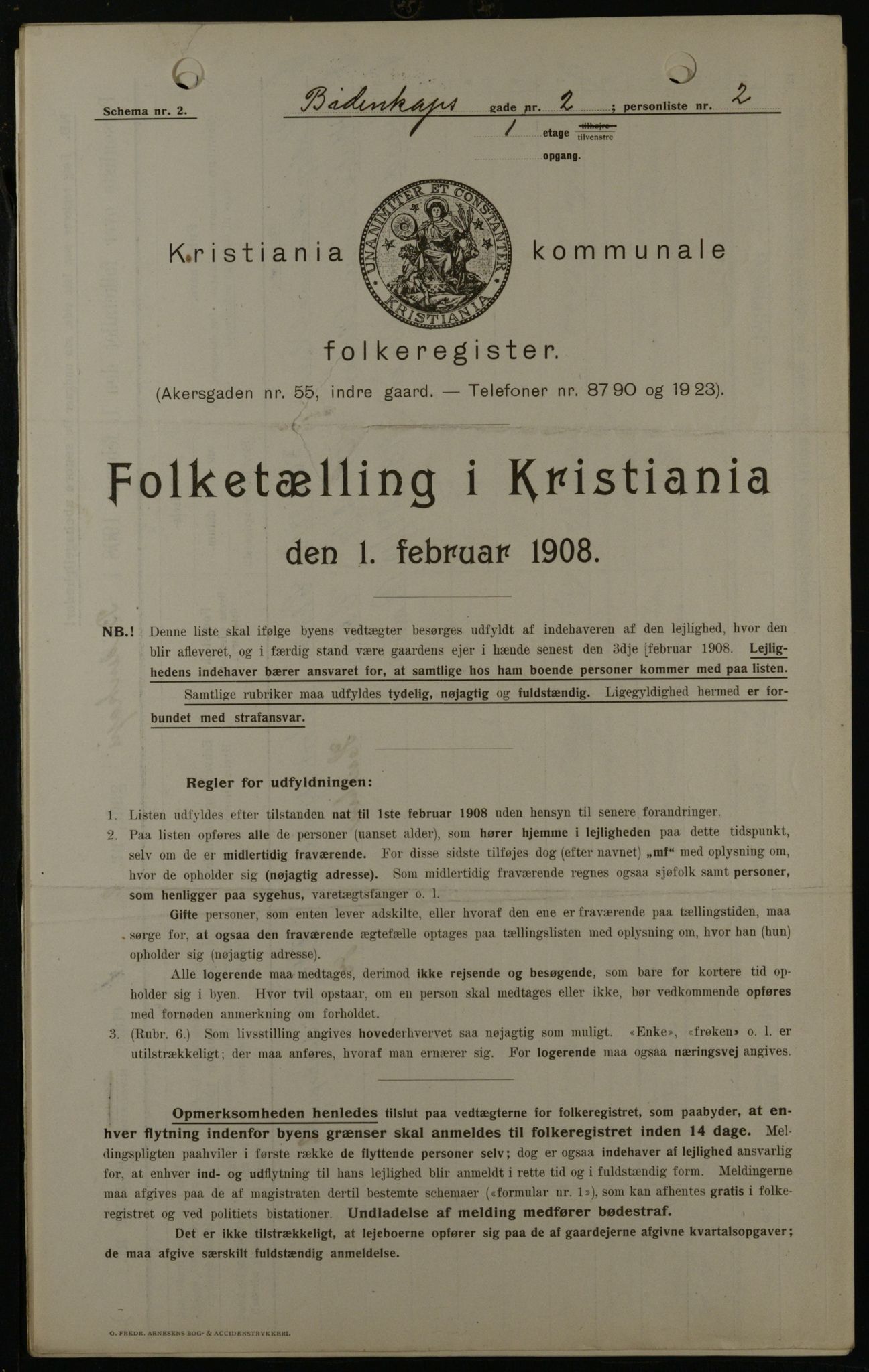 OBA, Municipal Census 1908 for Kristiania, 1908, p. 4687