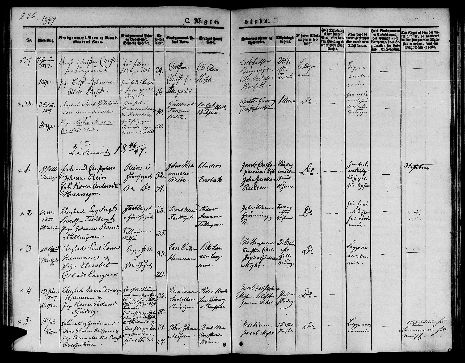 Ministerialprotokoller, klokkerbøker og fødselsregistre - Sør-Trøndelag, SAT/A-1456/646/L0610: Parish register (official) no. 646A08, 1837-1847, p. 236