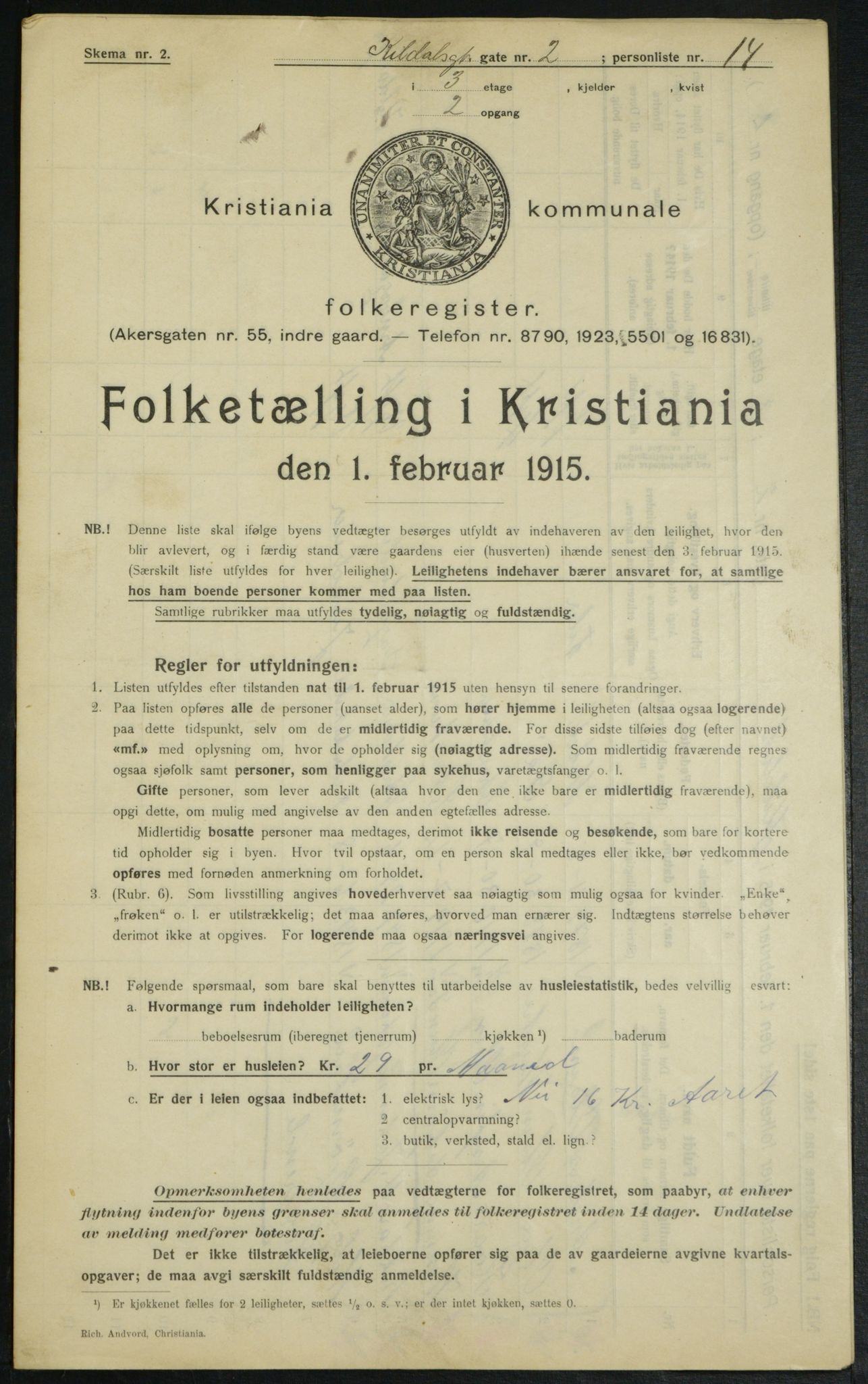 OBA, Municipal Census 1915 for Kristiania, 1915, p. 49046