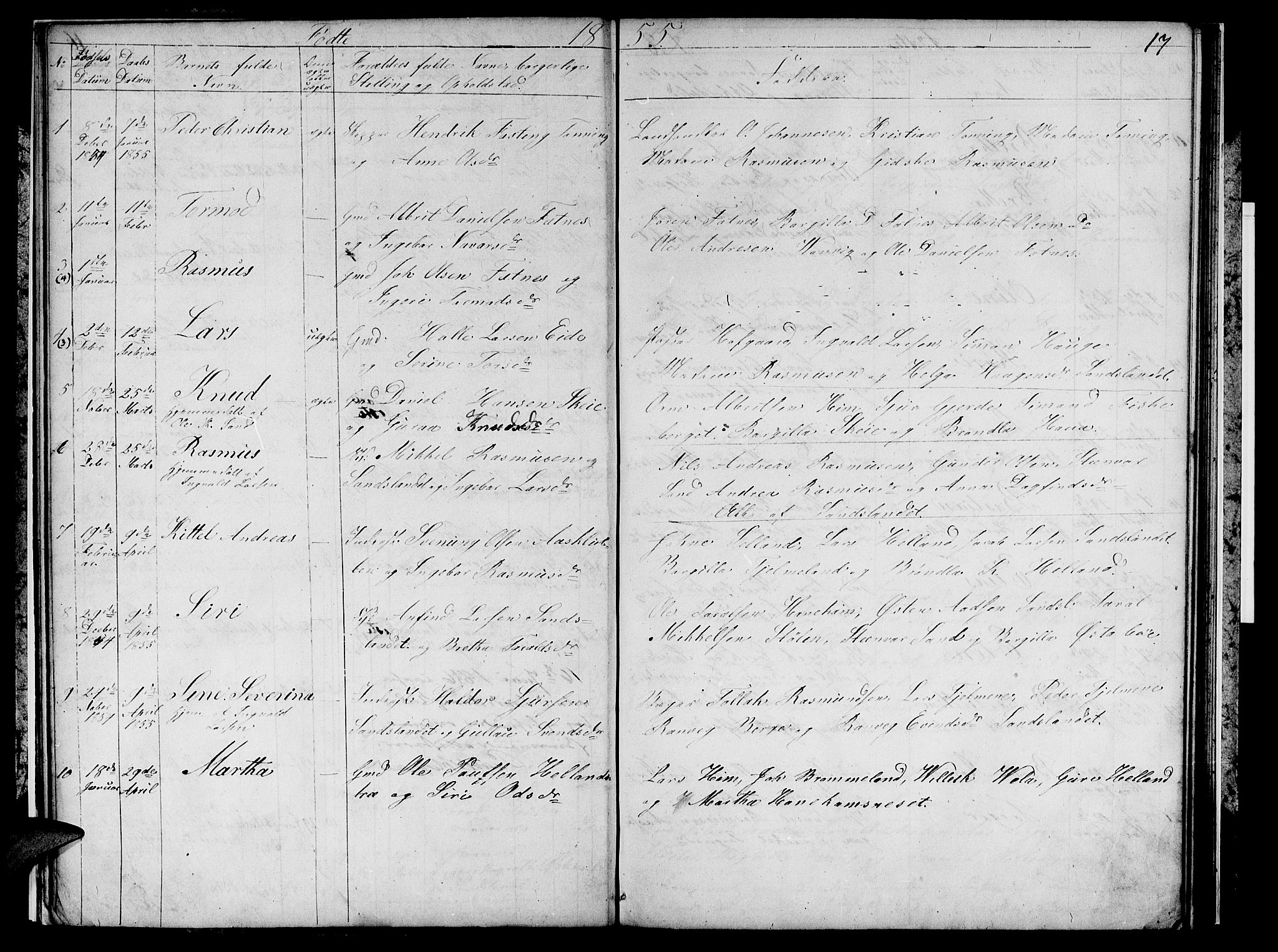 Sand sokneprestkontor, SAST/A-101848/01/IV/L0002: Parish register (copy) no. B 2, 1852-1871, p. 17