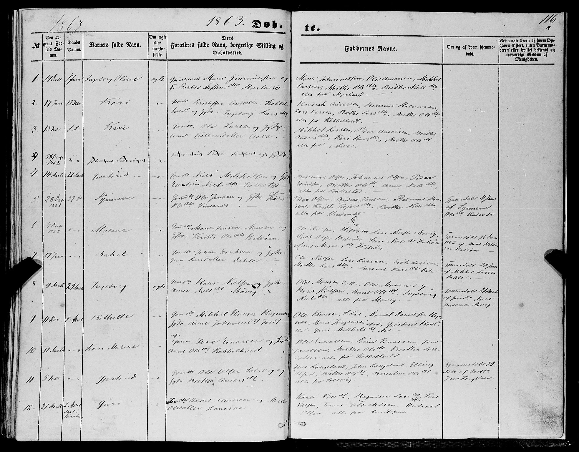 Fjell sokneprestembete, SAB/A-75301/H/Haa: Parish register (official) no. A 2, 1847-1864, p. 116