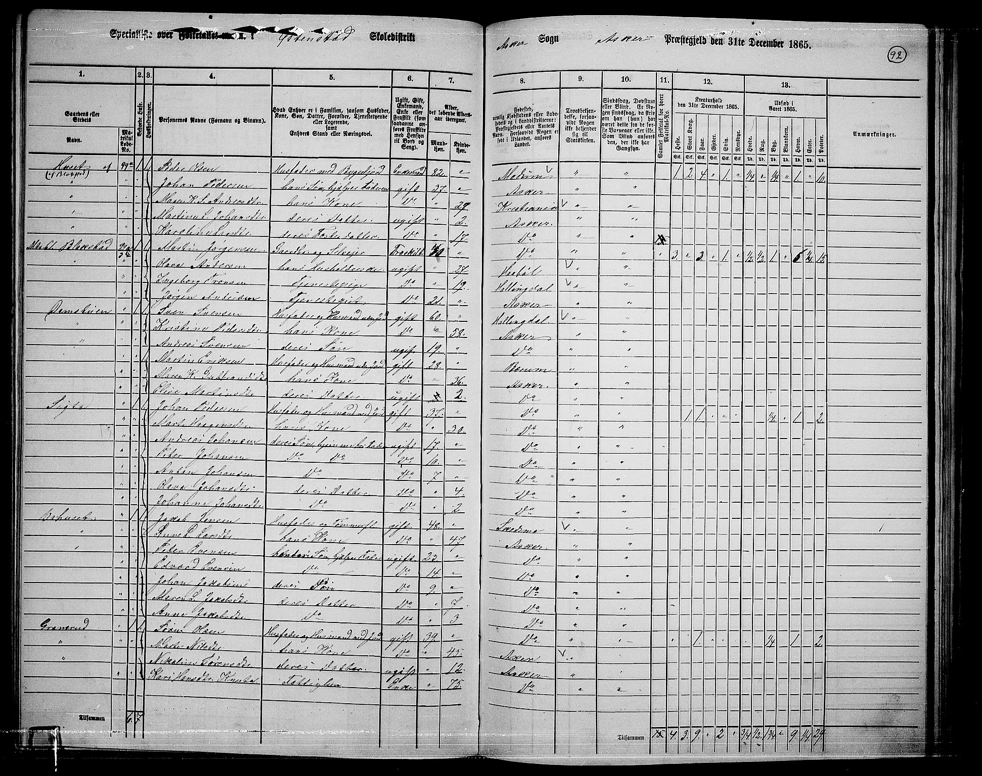 RA, 1865 census for Asker, 1865, p. 88