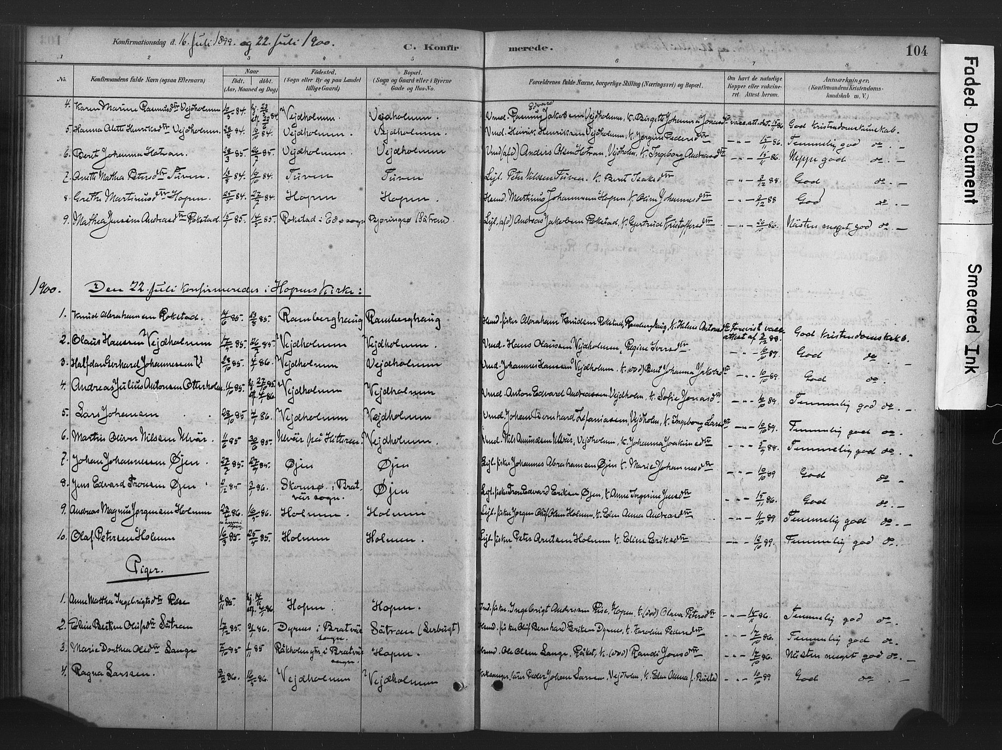 Ministerialprotokoller, klokkerbøker og fødselsregistre - Møre og Romsdal, AV/SAT-A-1454/583/L0954: Parish register (official) no. 583A01, 1880-1906, p. 104