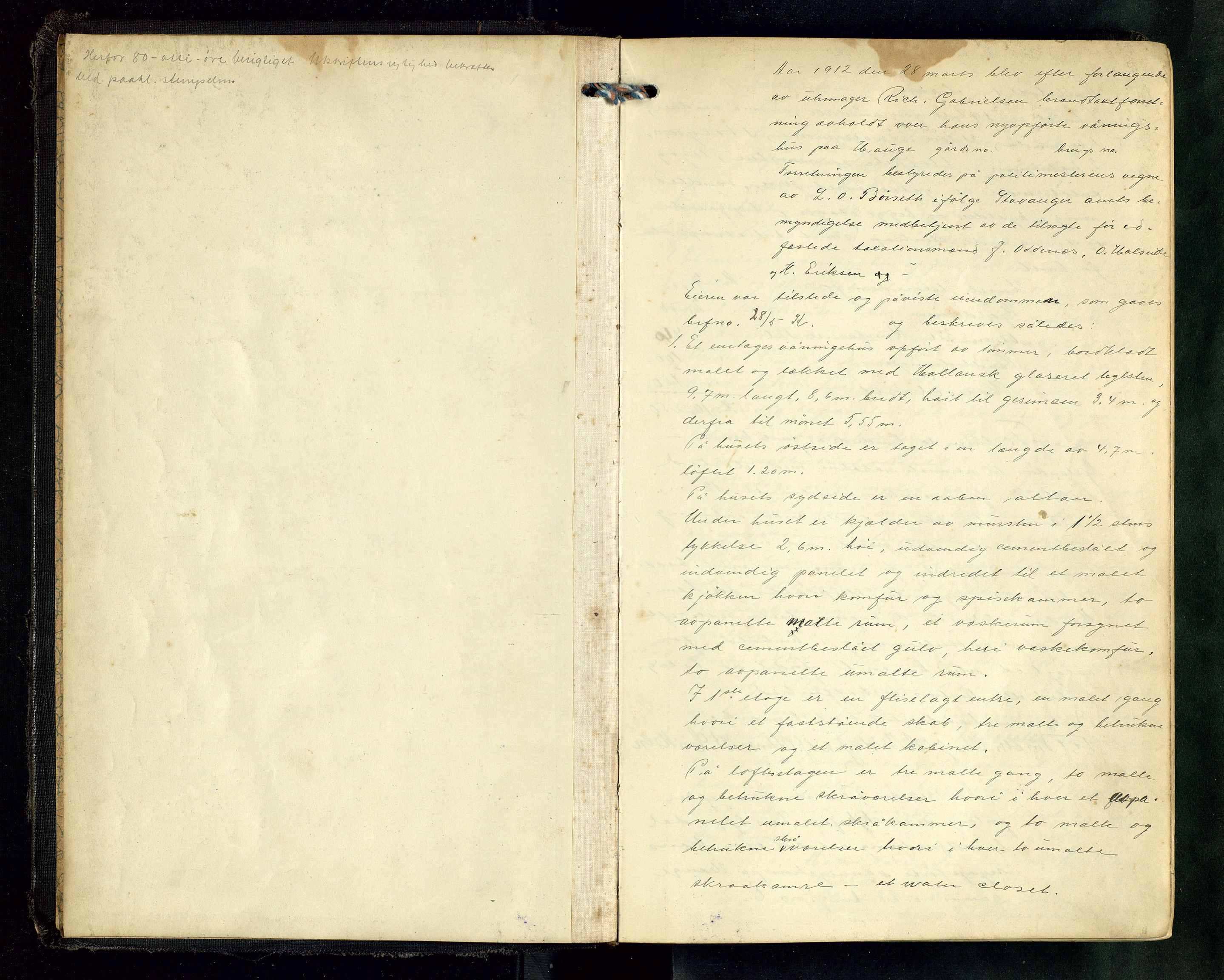 Norges Brannkasse Haugesund, AV/SAST-A-102142/0002/O/L0007: Branntakstprotokoll, 1912-1914, p. 0a