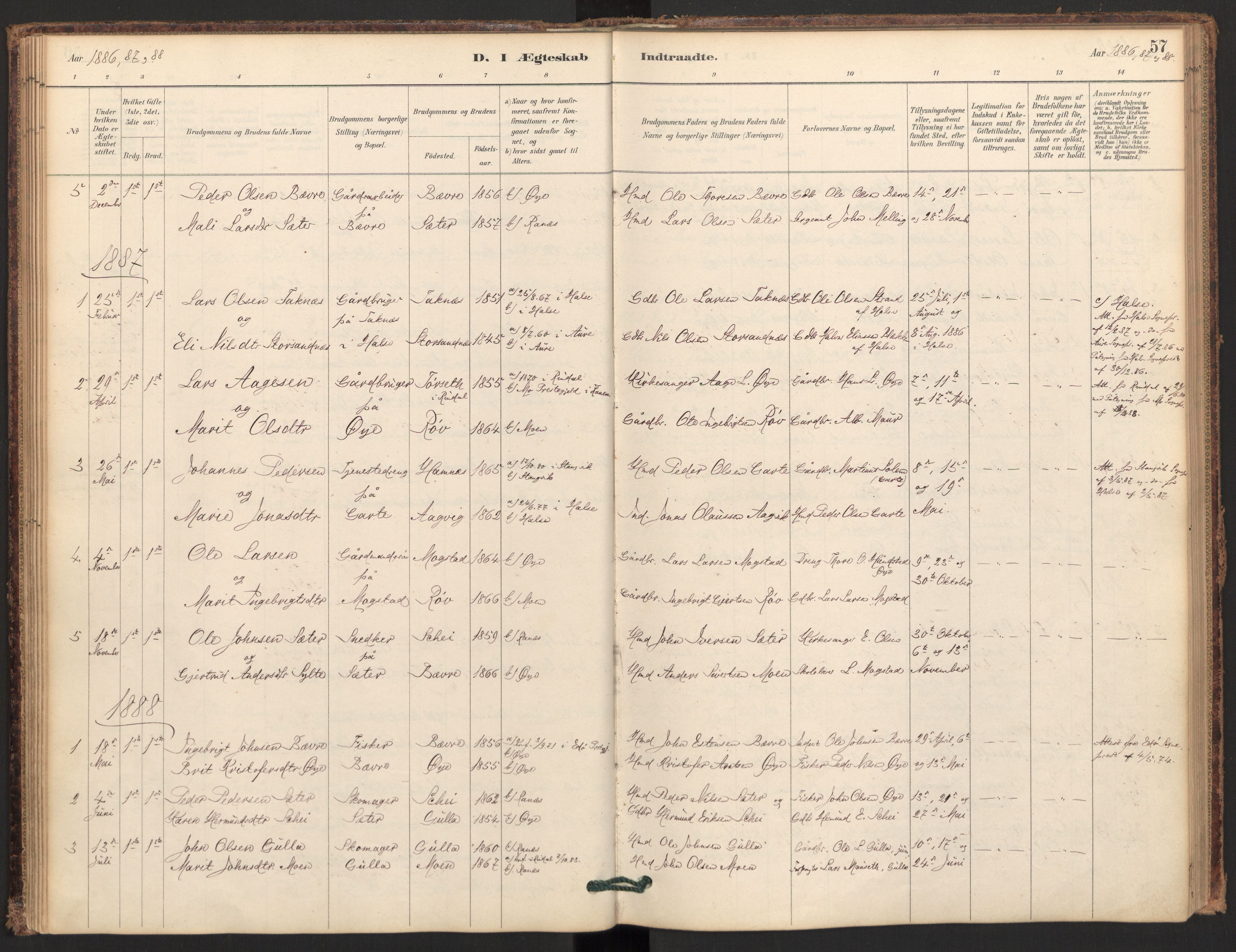 Ministerialprotokoller, klokkerbøker og fødselsregistre - Møre og Romsdal, SAT/A-1454/595/L1047: Parish register (official) no. 595A09, 1885-1900, p. 57