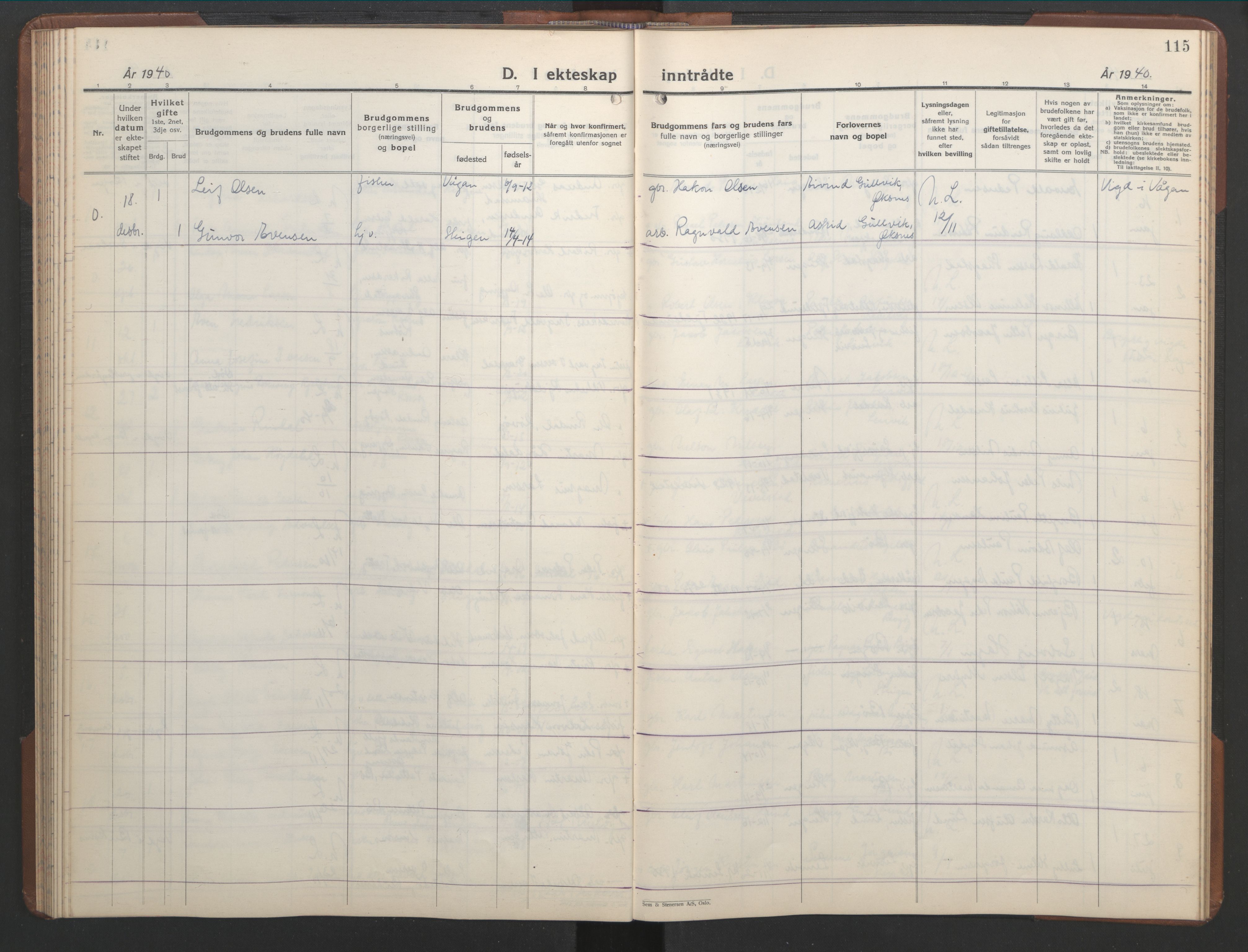 Ministerialprotokoller, klokkerbøker og fødselsregistre - Nordland, AV/SAT-A-1459/855/L0818: Parish register (copy) no. 855C07, 1935-1949, p. 115