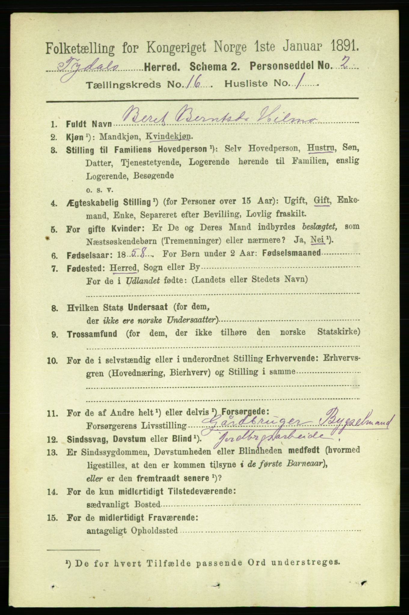 RA, 1891 census for 1664 Selbu, 1891, p. 5729