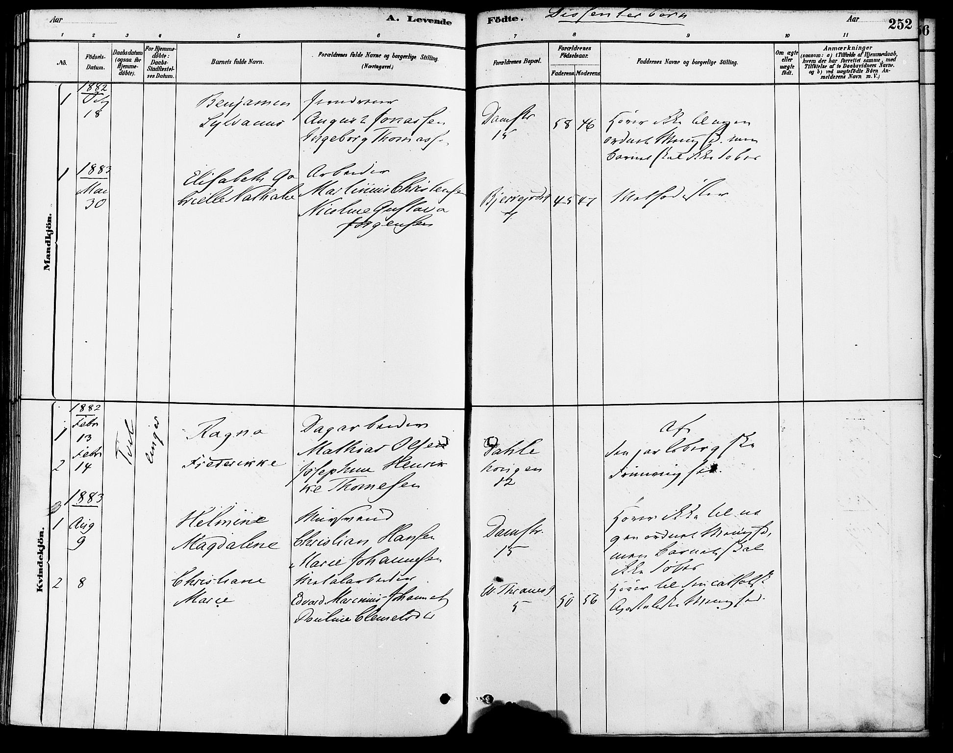 Gamle Aker prestekontor Kirkebøker, SAO/A-10617a/F/L0006: Parish register (official) no. 6, 1880-1887, p. 252
