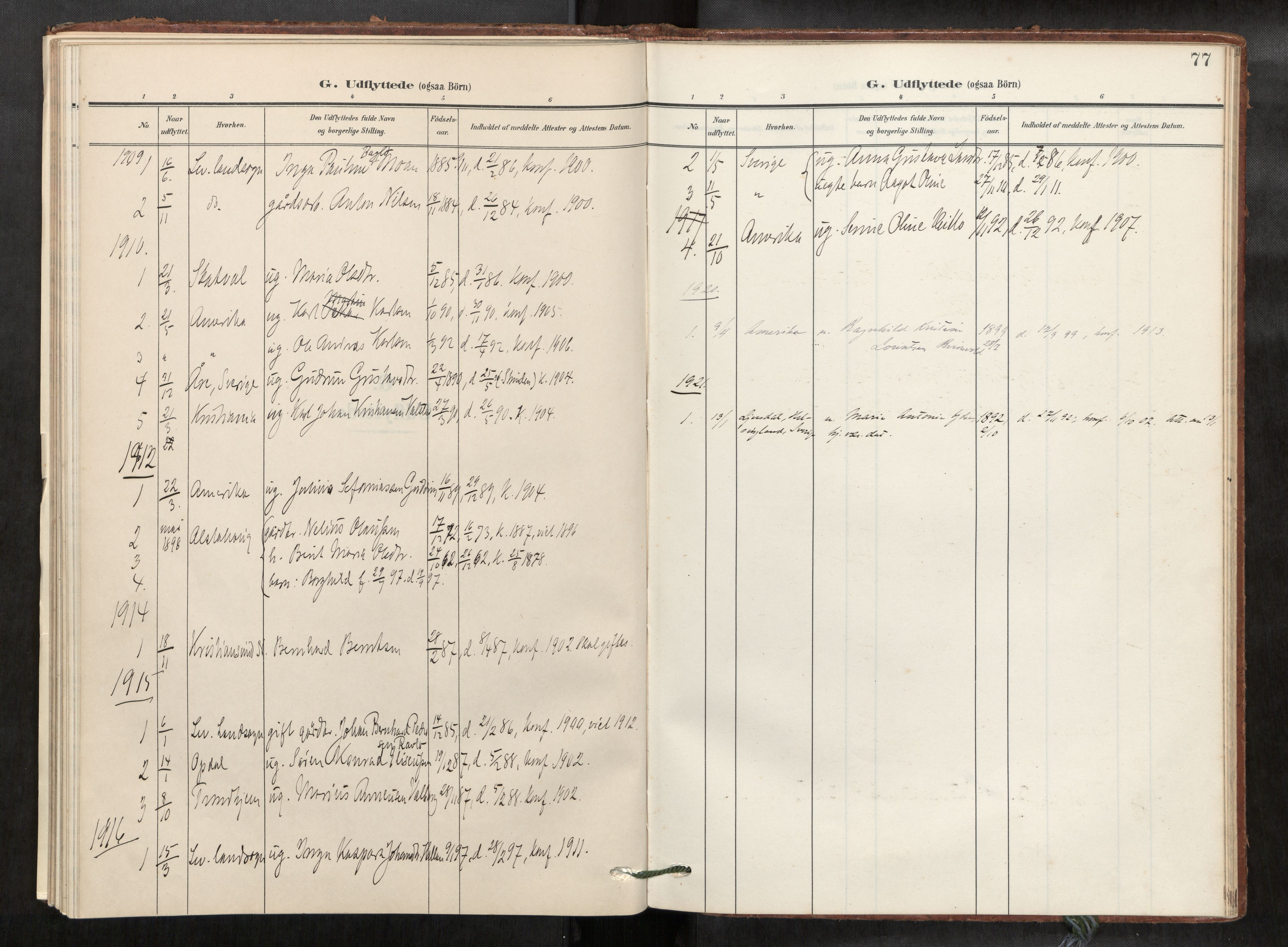 Verdal sokneprestkontor, SAT/A-1156/2/H/Haa/L0003: Parish register (official) no. 3, 1907-1921, p. 77