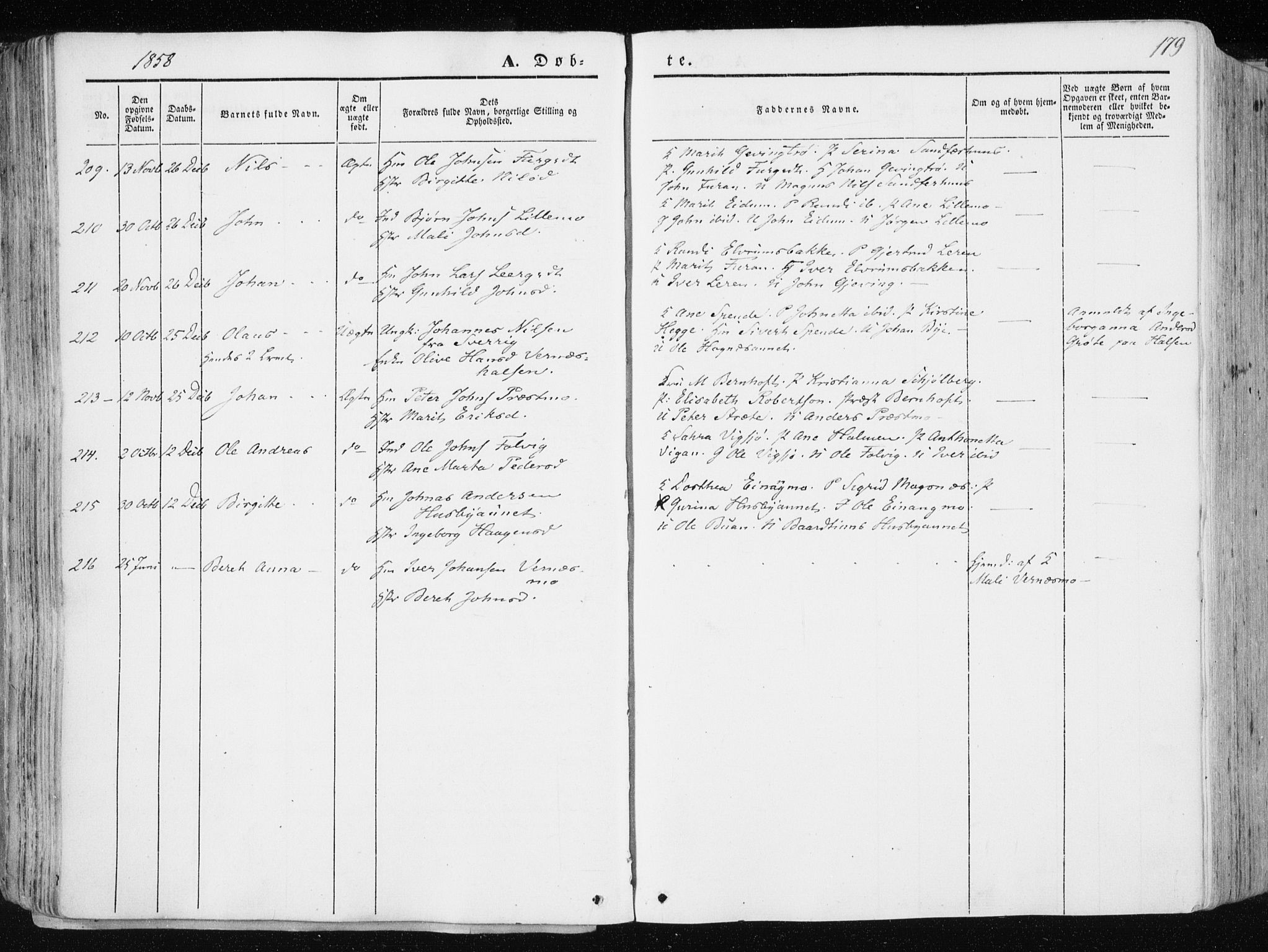 Ministerialprotokoller, klokkerbøker og fødselsregistre - Nord-Trøndelag, AV/SAT-A-1458/709/L0074: Parish register (official) no. 709A14, 1845-1858, p. 179