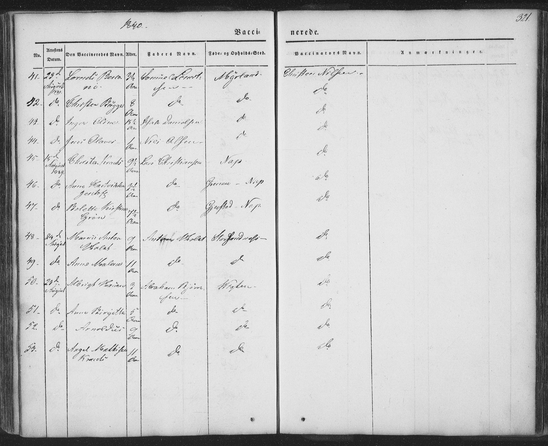 Ministerialprotokoller, klokkerbøker og fødselsregistre - Nordland, AV/SAT-A-1459/885/L1202: Parish register (official) no. 885A03, 1838-1859, p. 321