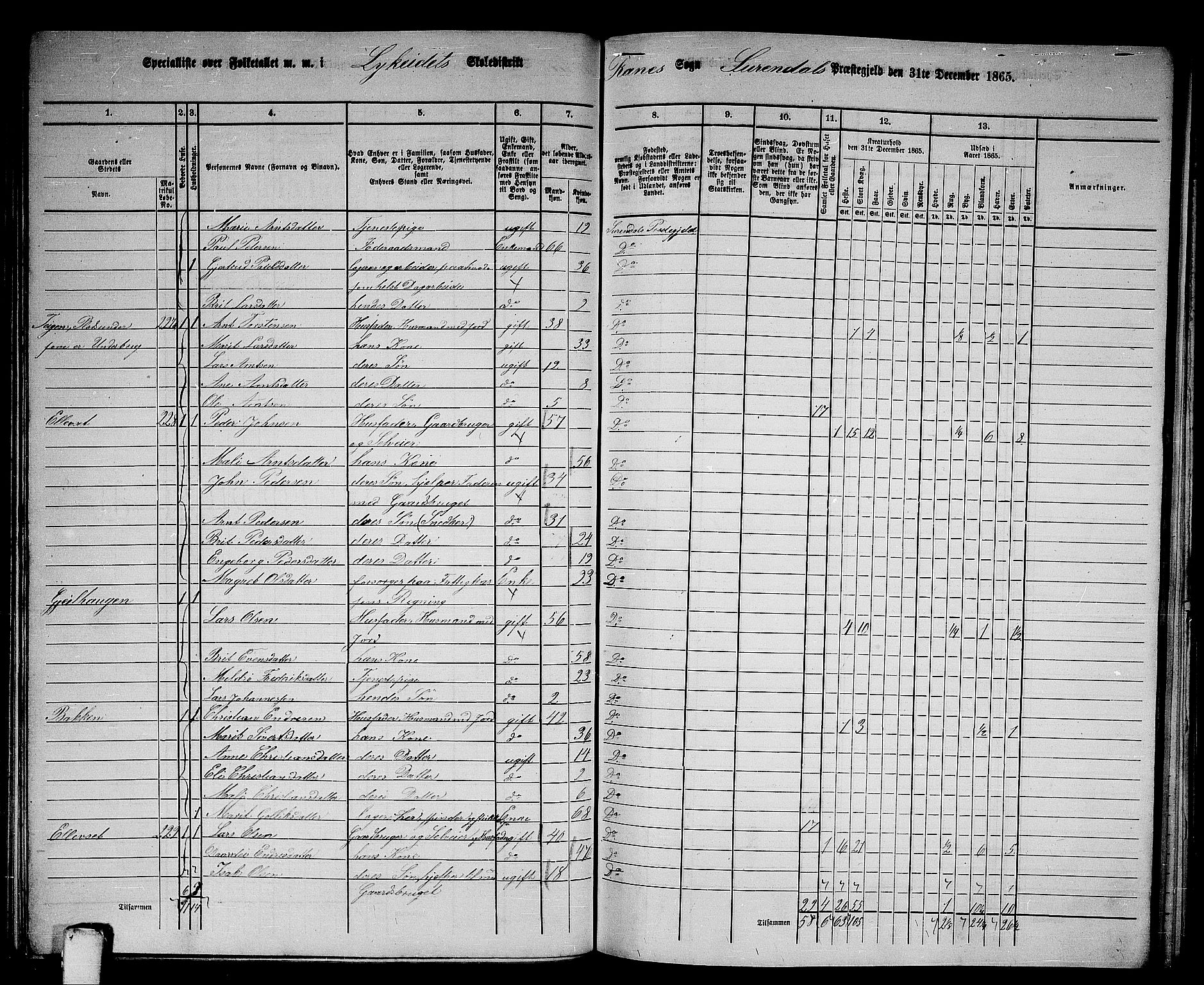 RA, 1865 census for Surnadal, 1865, p. 98