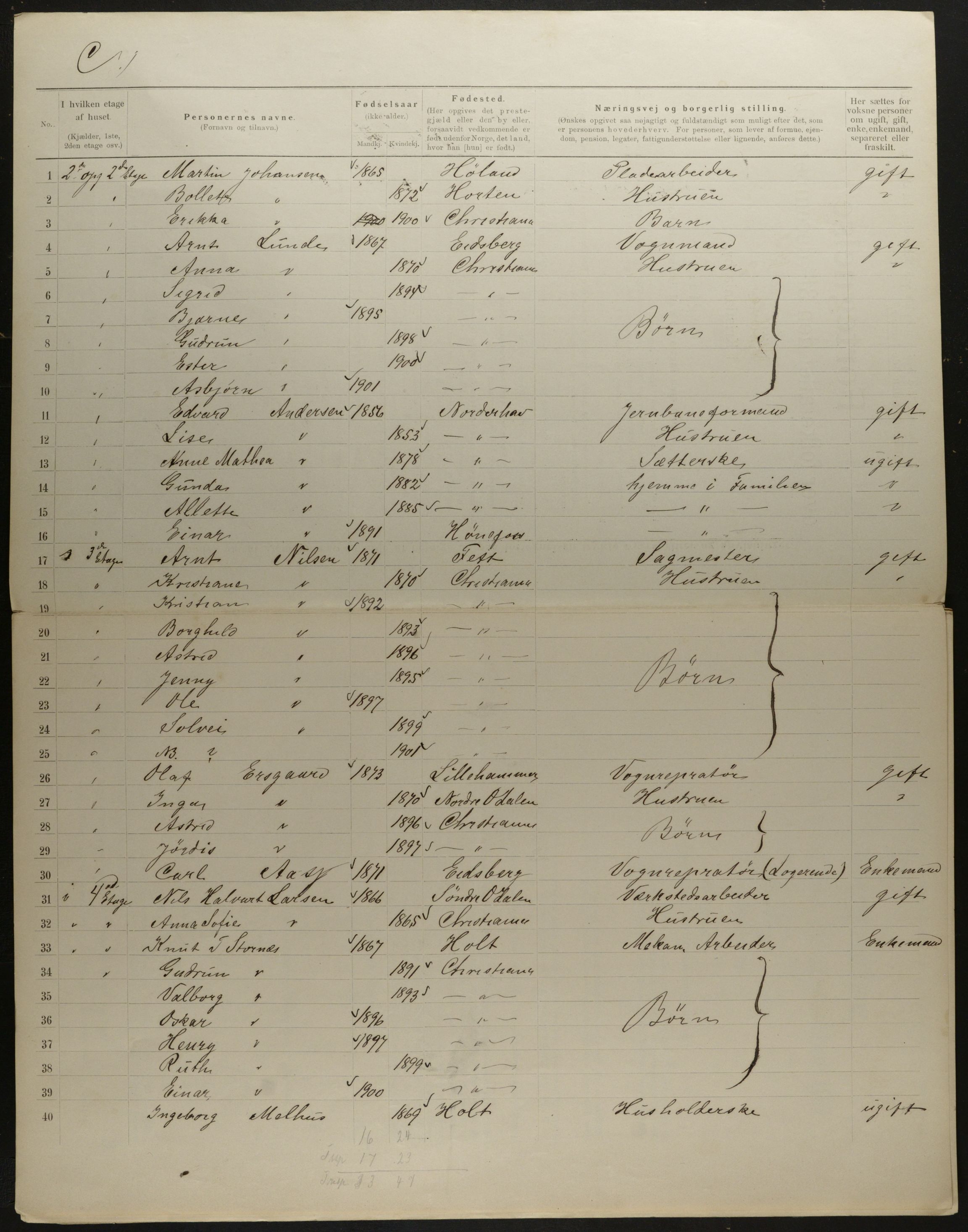 OBA, Municipal Census 1901 for Kristiania, 1901, p. 8029