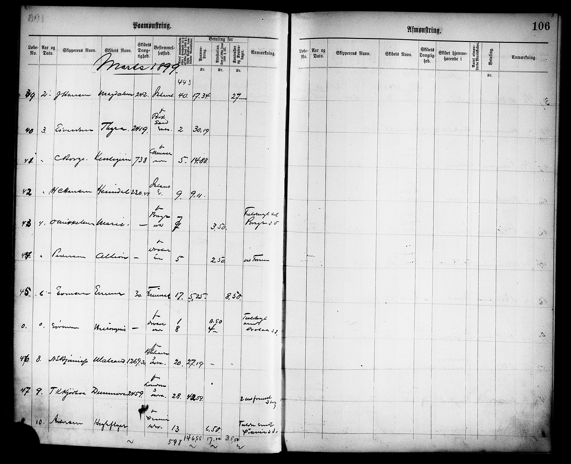 Tønsberg innrulleringskontor, AV/SAKO-A-786/H/Ha/L0005: Mønstringsjournal, 1896-1906, p. 109