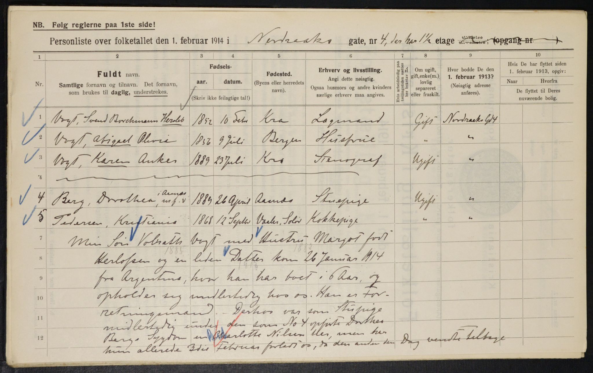 OBA, Municipal Census 1914 for Kristiania, 1914, p. 73368