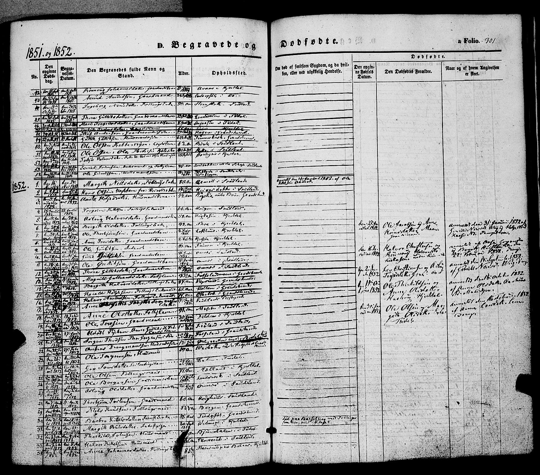 Hjartdal kirkebøker, SAKO/A-270/F/Fa/L0008: Parish register (official) no. I 8, 1844-1859, p. 301