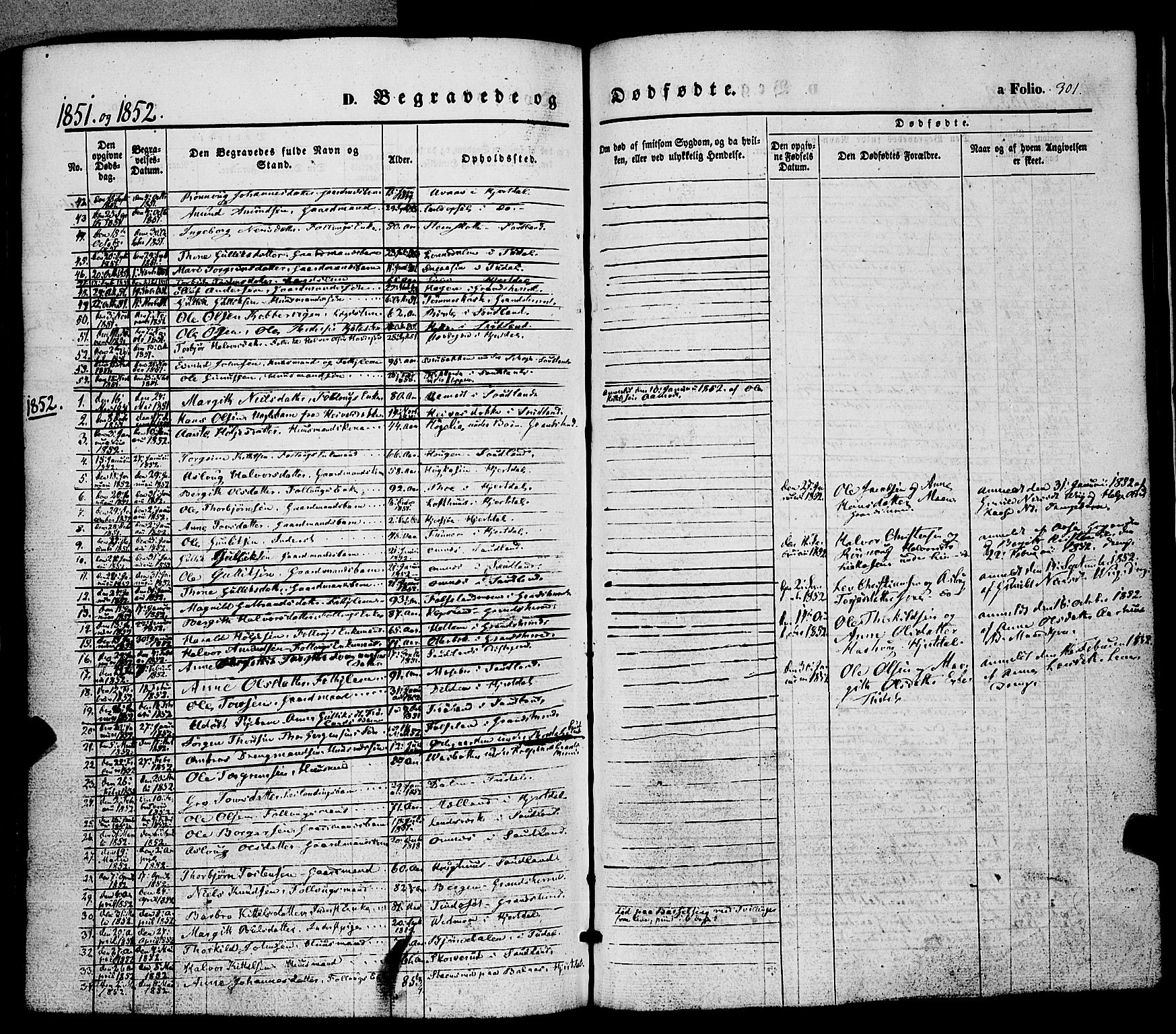 Hjartdal kirkebøker, AV/SAKO-A-270/F/Fa/L0008: Parish register (official) no. I 8, 1844-1859, p. 301