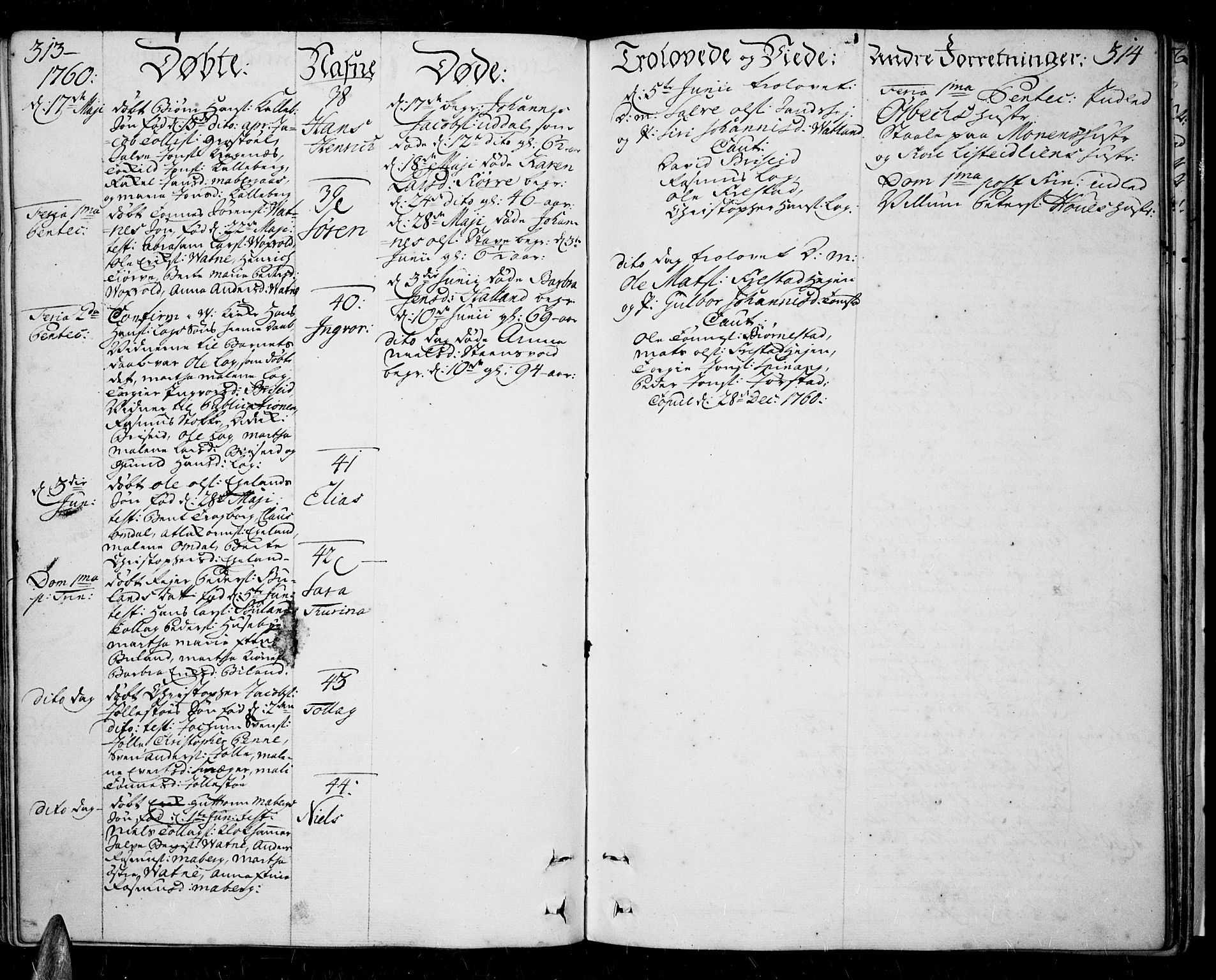 Lista sokneprestkontor, AV/SAK-1111-0027/F/Fa/L0003: Parish register (official) no. A 3 /1, 1743-1767, p. 313-314