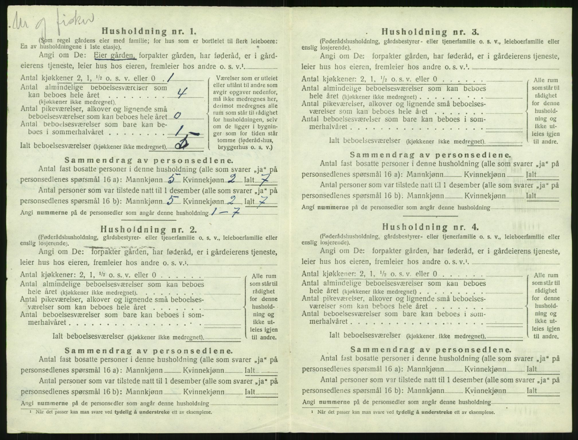 SAT, 1920 census for Moskenes, 1920, p. 27