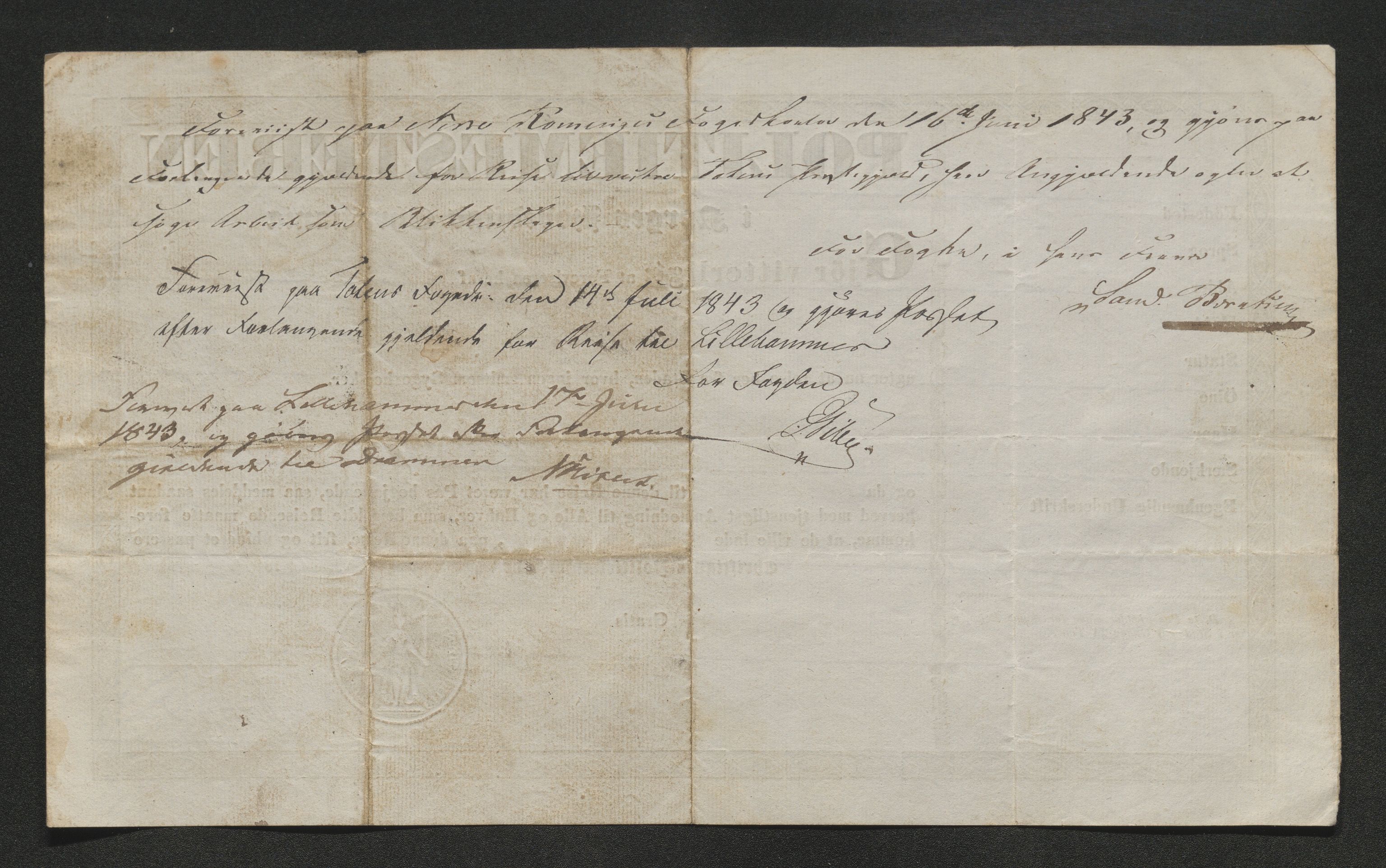 Drammen politikammer, SAKO/A-623/I/Ia/Iab/L0007: Innleverte pass, 1843-1844, p. 227