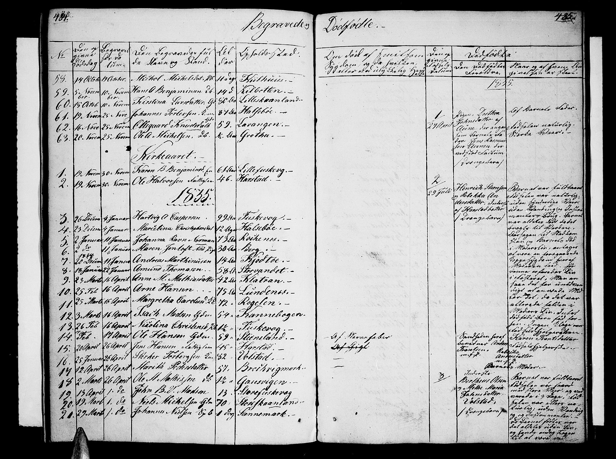 Trondenes sokneprestkontor, SATØ/S-1319/H/Hb/L0005klokker: Parish register (copy) no. 5, 1834-1845, p. 484-485