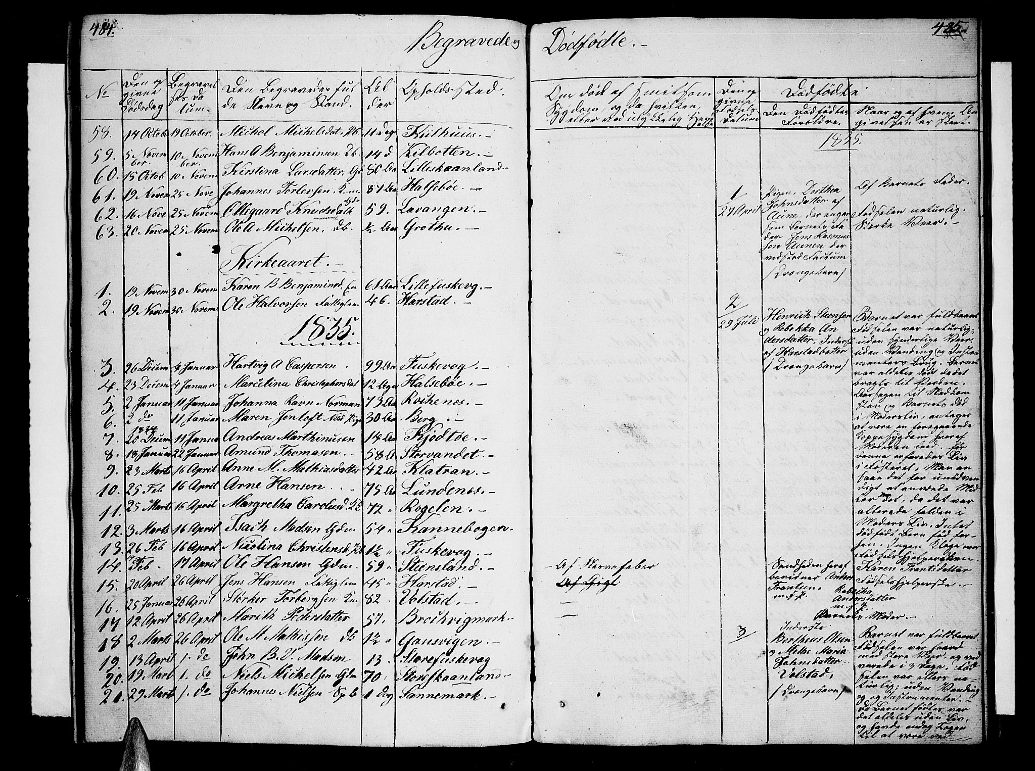 Trondenes sokneprestkontor, AV/SATØ-S-1319/H/Hb/L0005klokker: Parish register (copy) no. 5, 1834-1845, p. 484-485