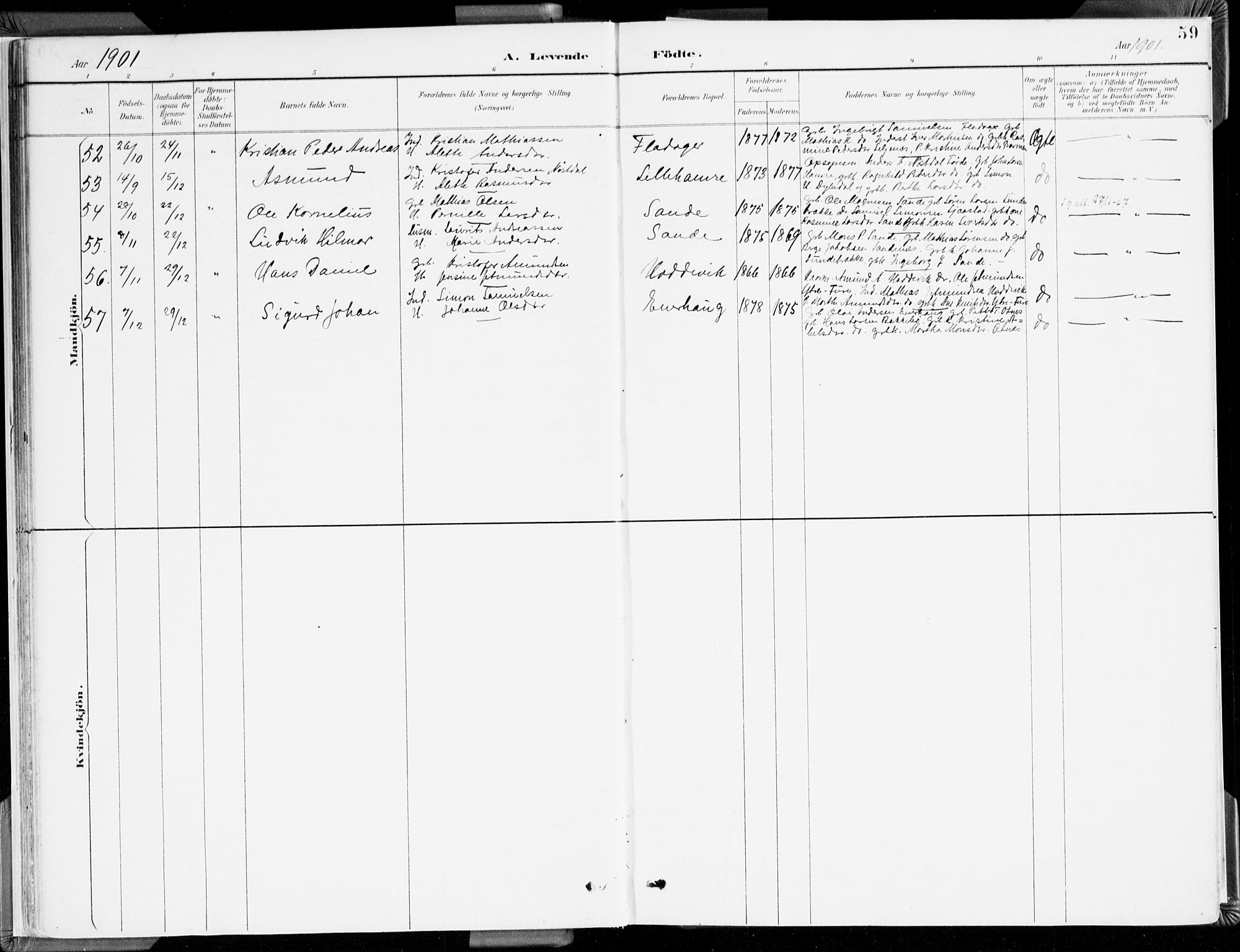 Selje sokneprestembete, AV/SAB-A-99938/H/Ha/Haa/Haab: Parish register (official) no. B 2, 1891-1907, p. 59