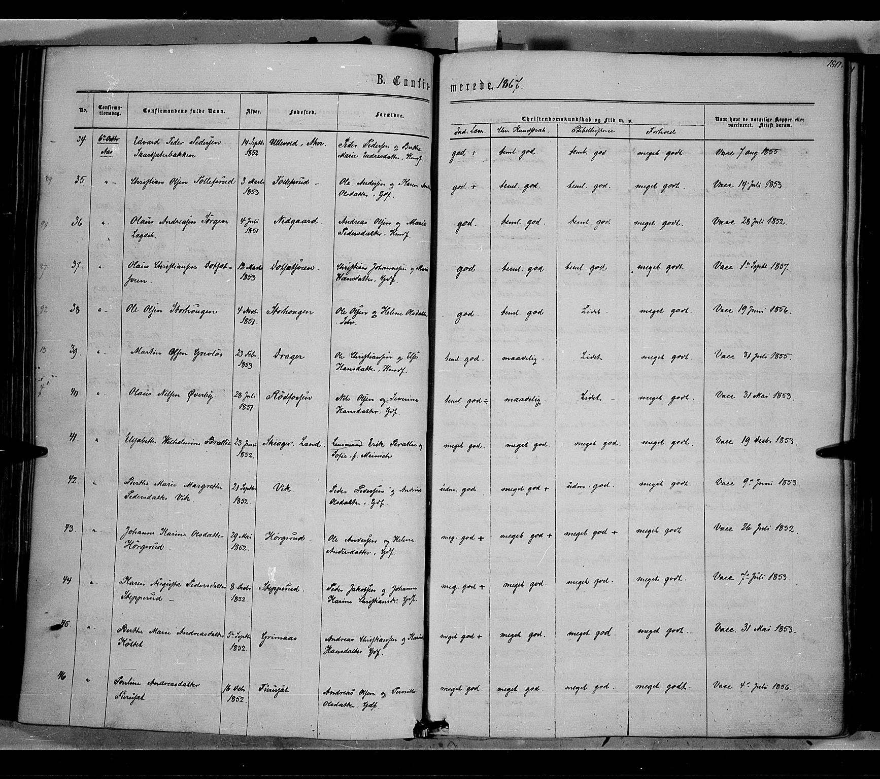 Vestre Toten prestekontor, SAH/PREST-108/H/Ha/Haa/L0007: Parish register (official) no. 7, 1862-1869, p. 180
