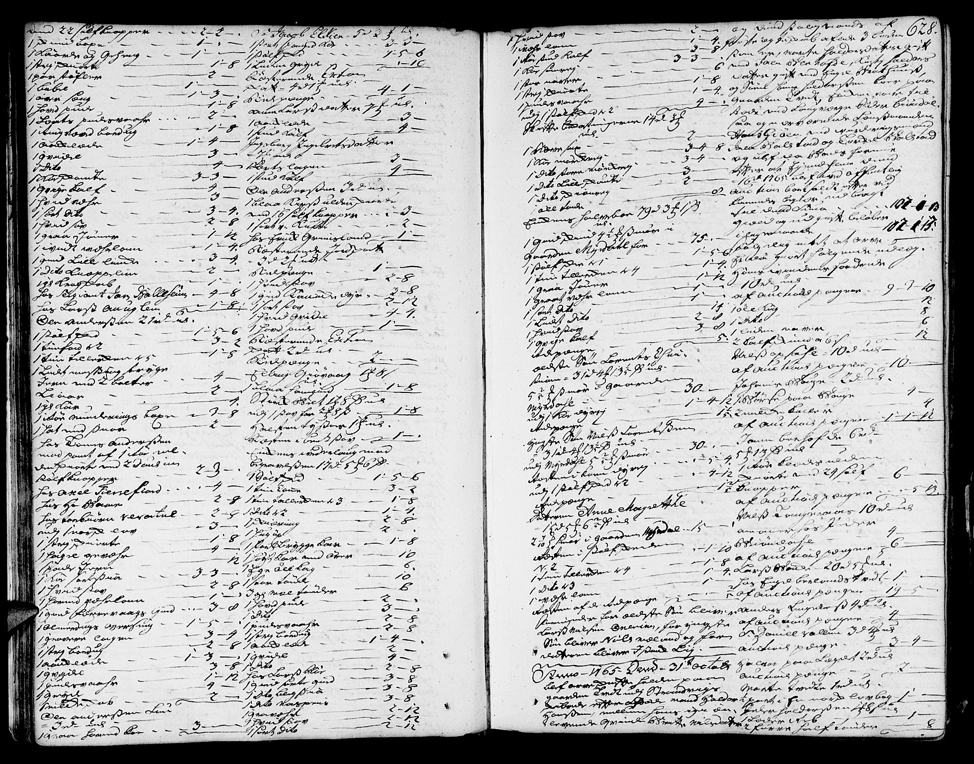 Sunnhordland sorenskrivar, SAB/A-2401/1/H/Ha/Haa/L0007: Skifteprotokollar. Register på lesesal. Fol. 901- ut, 1765-1768, p. 627b-628a