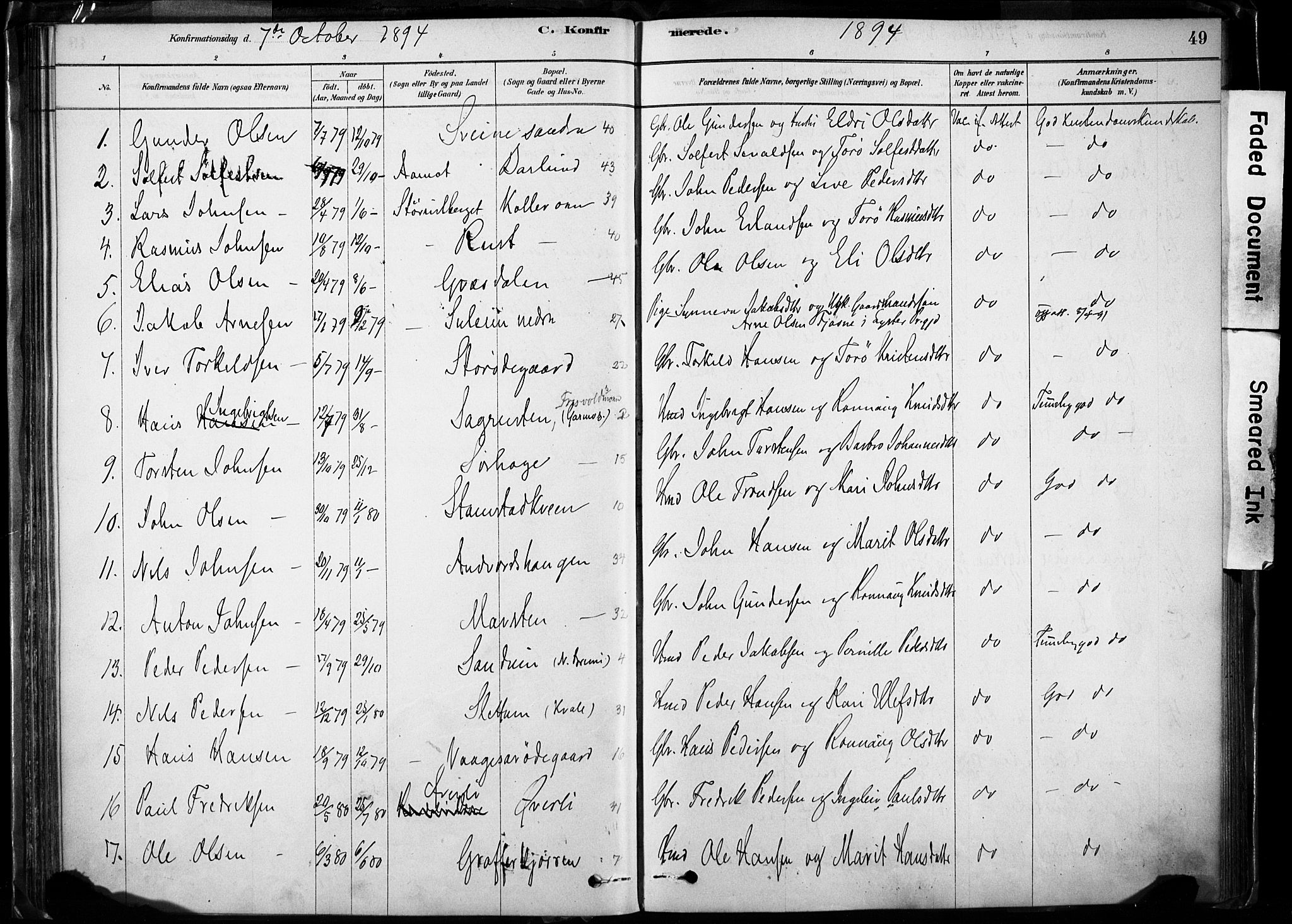 Lom prestekontor, SAH/PREST-070/K/L0009: Parish register (official) no. 9, 1878-1907, p. 49