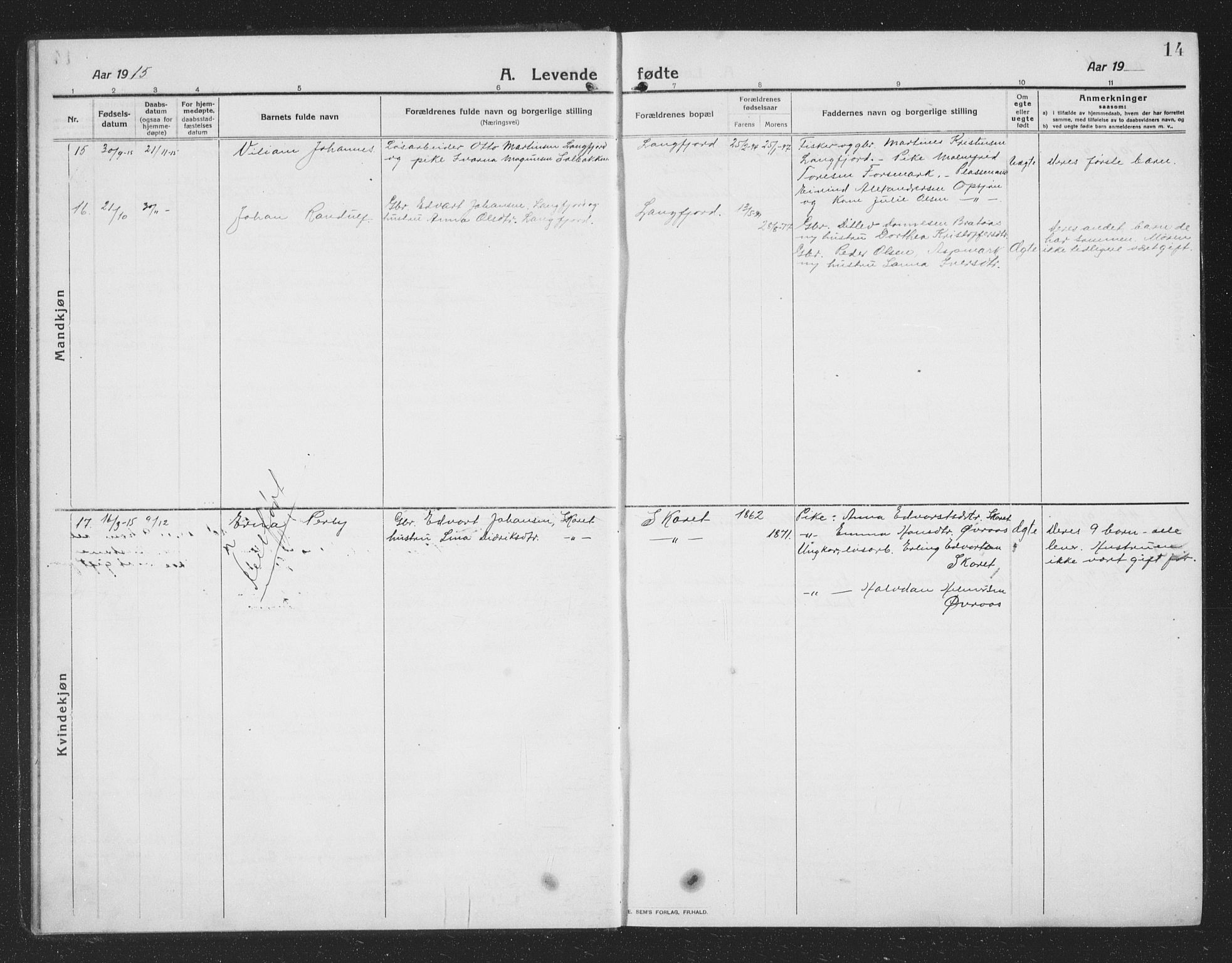 Ministerialprotokoller, klokkerbøker og fødselsregistre - Nordland, AV/SAT-A-1459/814/L0231: Parish register (copy) no. 814C04, 1912-1926, p. 14