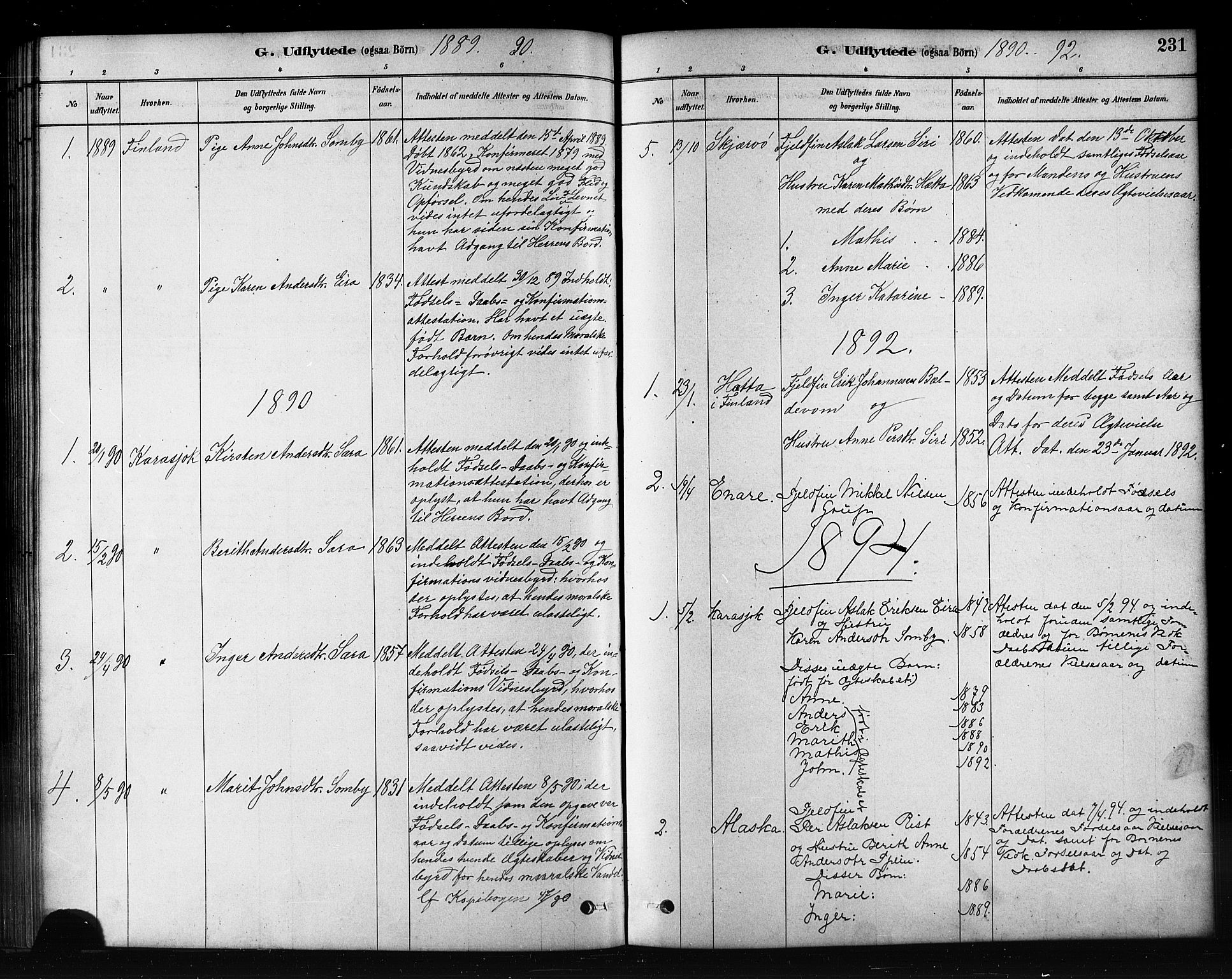 Kautokeino sokneprestembete, SATØ/S-1340/H/Hb/L0002.klokk: Parish register (copy) no. 2, 1877-1896, p. 231