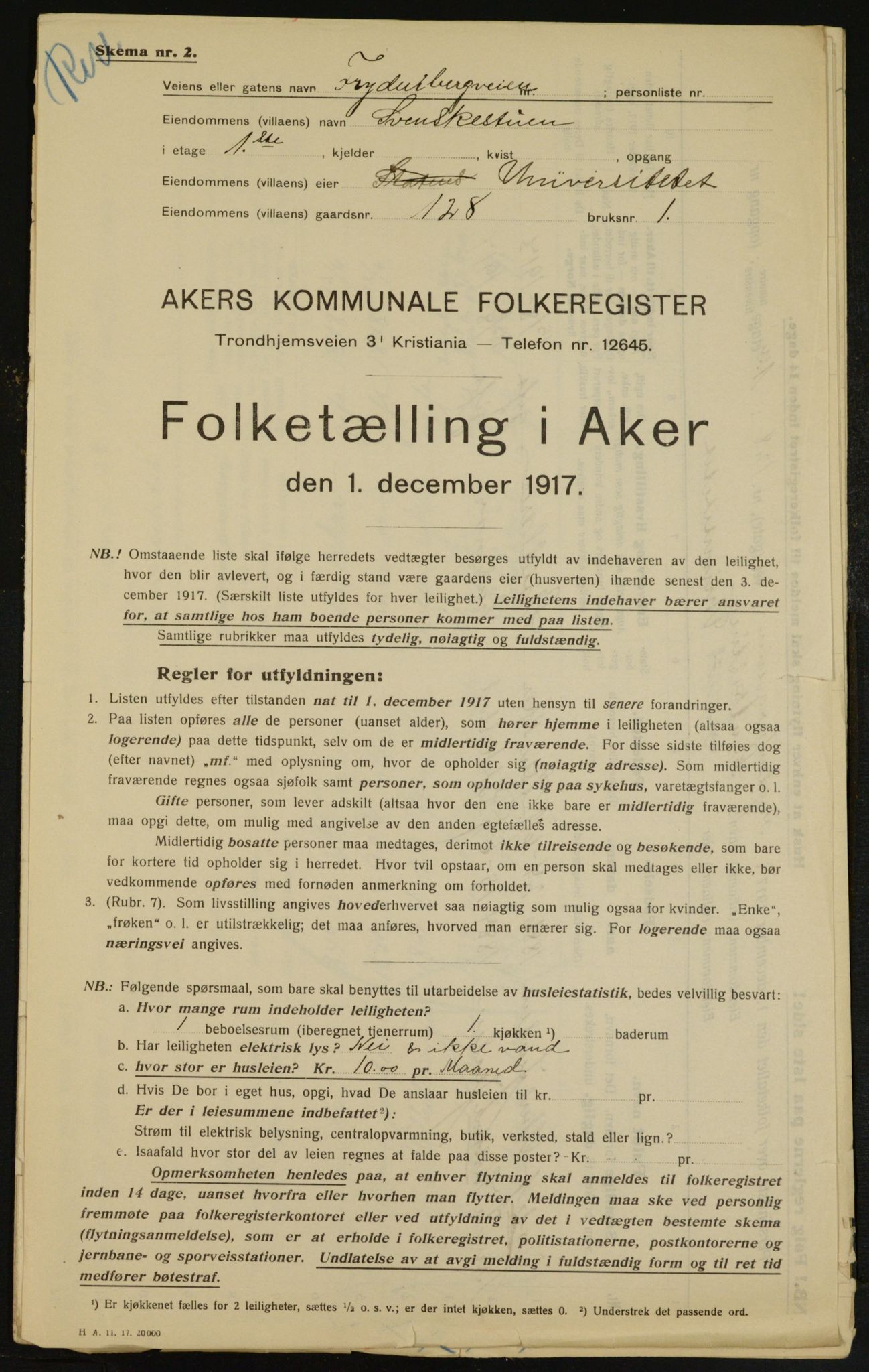 OBA, Municipal Census 1917 for Aker, 1917, p. 29510