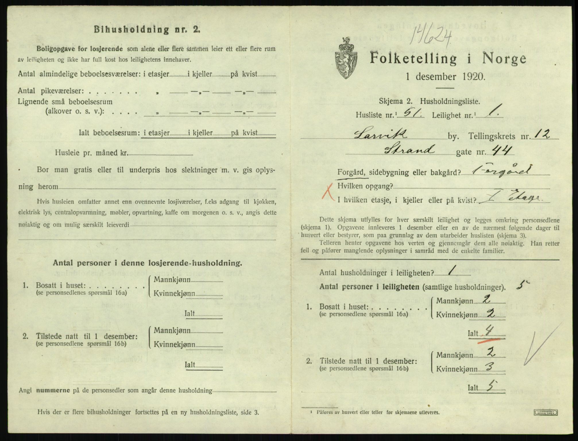 SAKO, 1920 census for Larvik, 1920, p. 8562