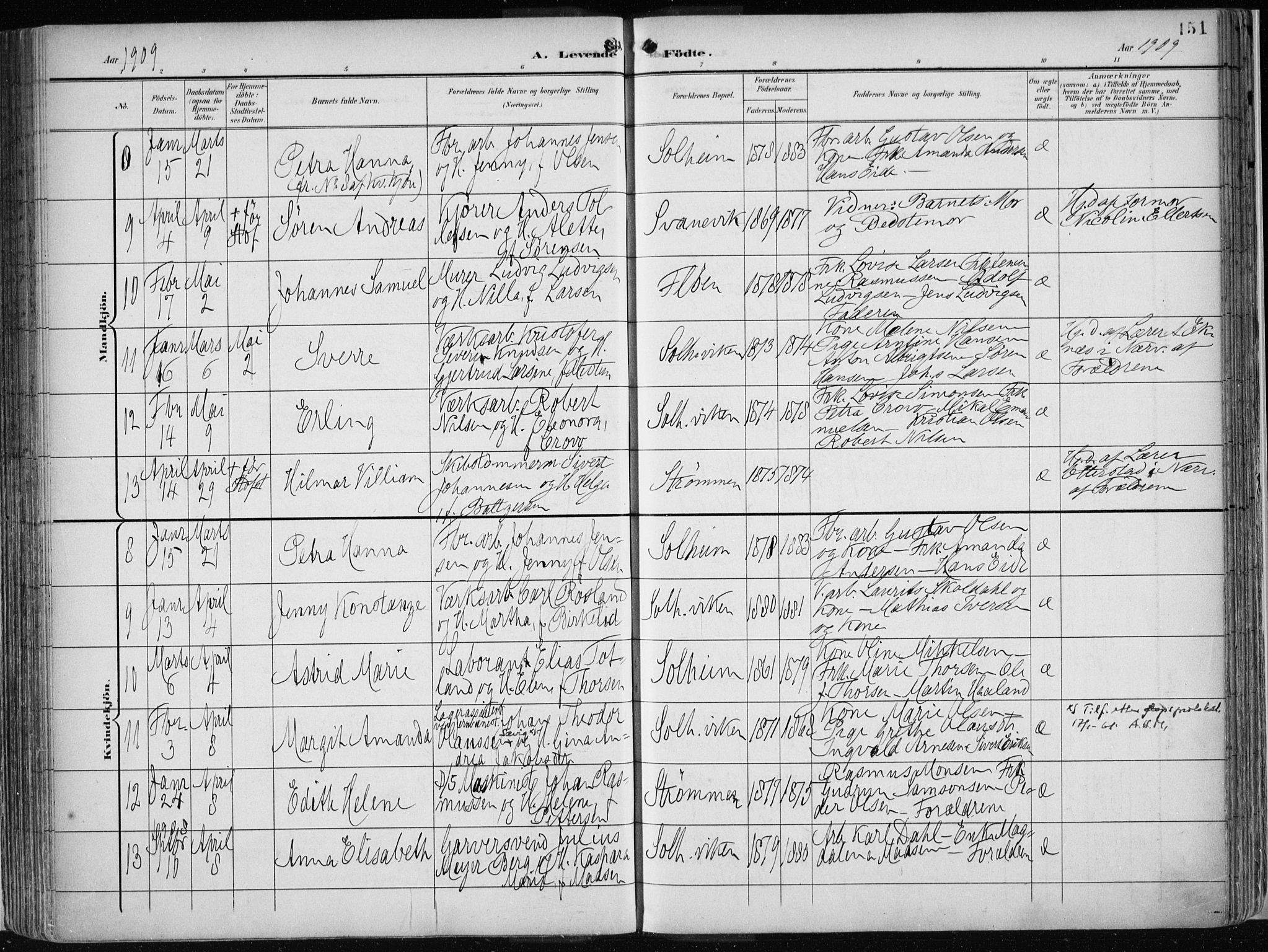 Årstad Sokneprestembete, SAB/A-79301/H/Haa/L0002: Parish register (official) no. A 2, 1899-1914, p. 151