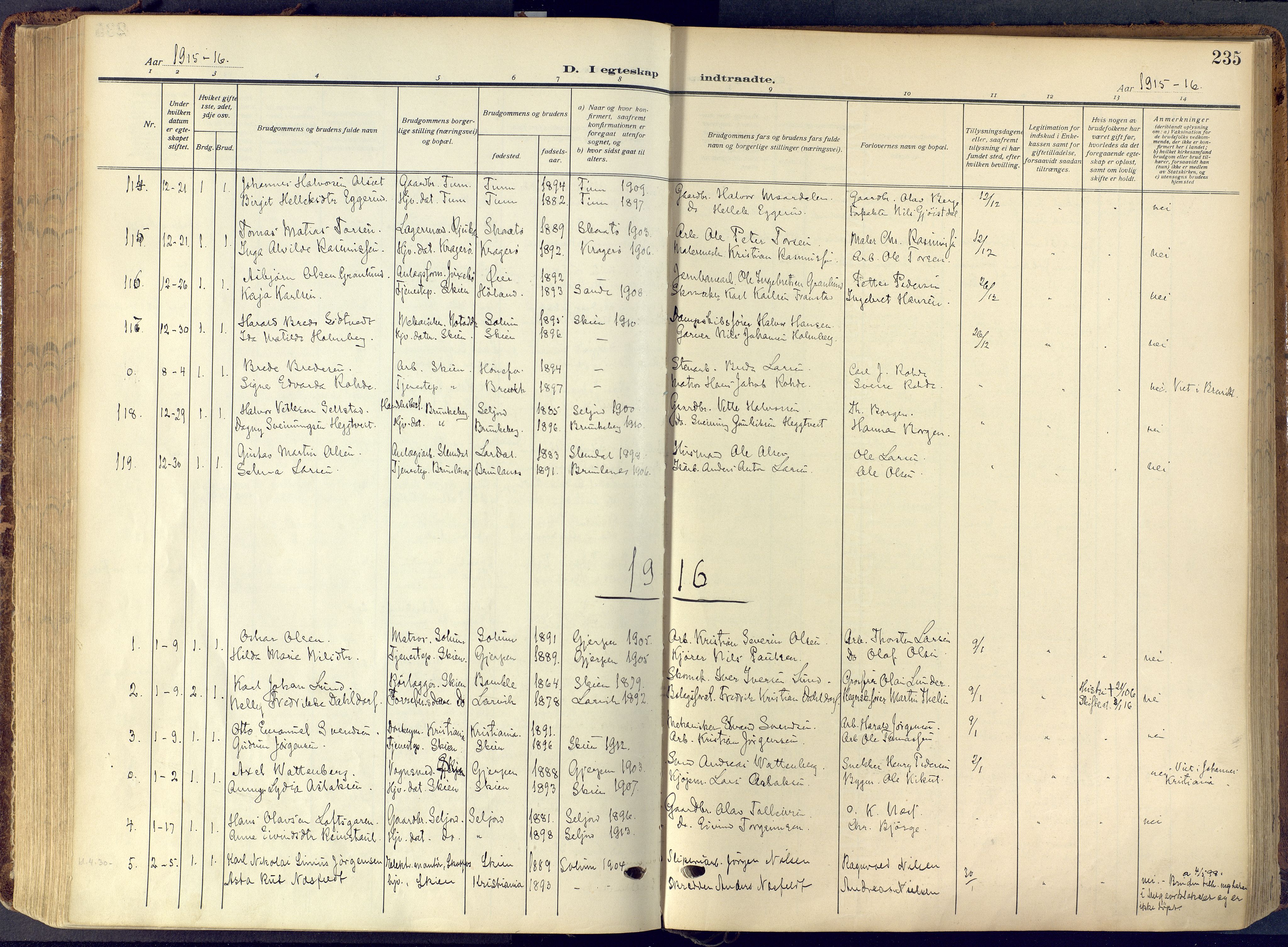 Skien kirkebøker, SAKO/A-302/F/Fa/L0013: Parish register (official) no. 13, 1915-1921, p. 235