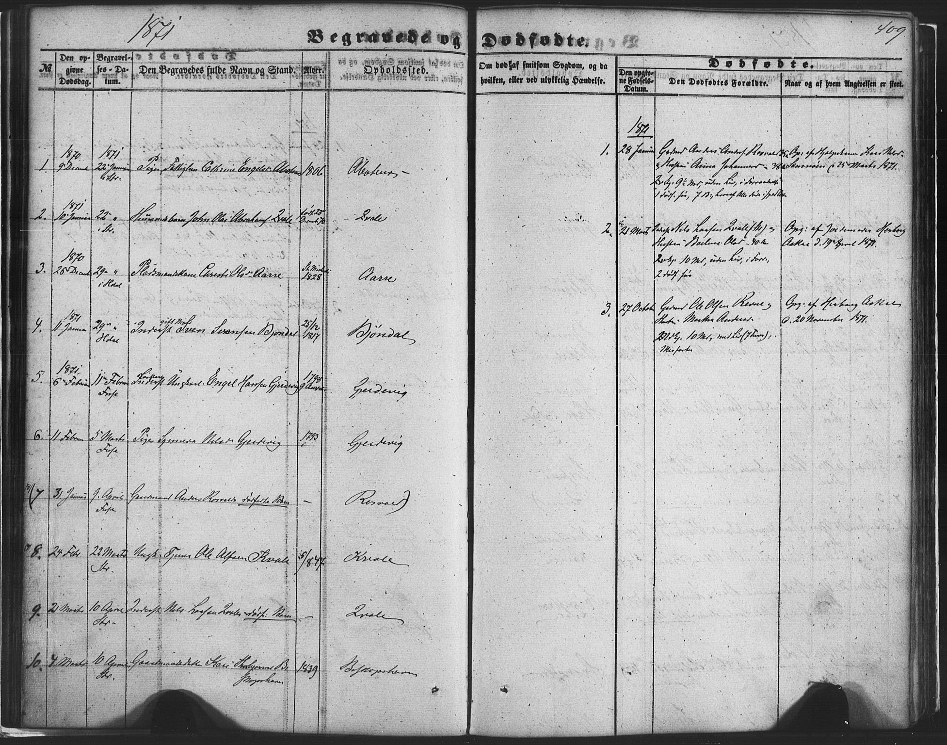 Fusa sokneprestembete, SAB/A-75401/H/Haa: Parish register (official) no. A 1II, 1855-1879, p. 409