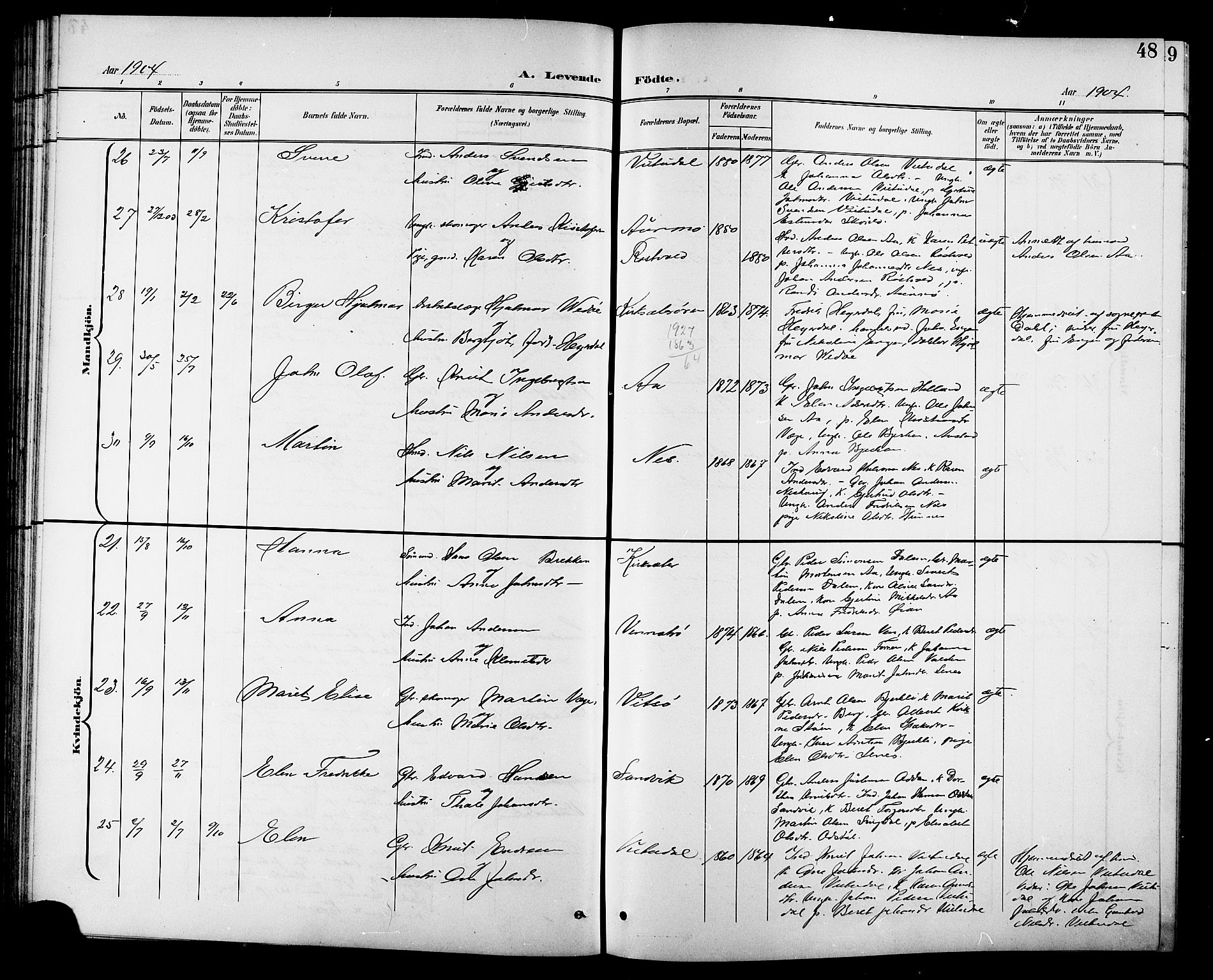 Ministerialprotokoller, klokkerbøker og fødselsregistre - Sør-Trøndelag, AV/SAT-A-1456/630/L0505: Parish register (copy) no. 630C03, 1899-1914, p. 48