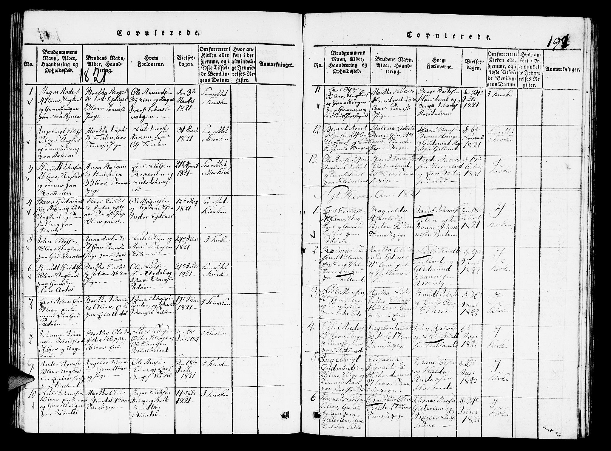 Hosanger sokneprestembete, AV/SAB-A-75801/H/Hab: Parish register (copy) no. A 1 /1, 1816-1856, p. 192